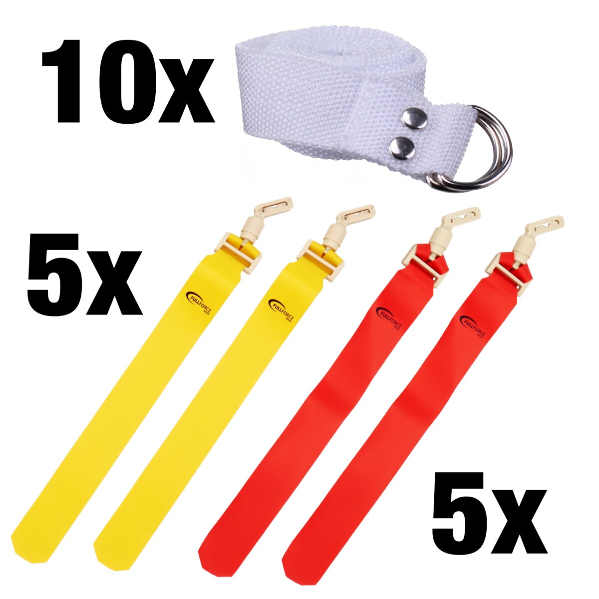 Full Force POPFLAG Flagfootball Set, 10 Gürtel mit 10 Flag Sets - rot/gelb