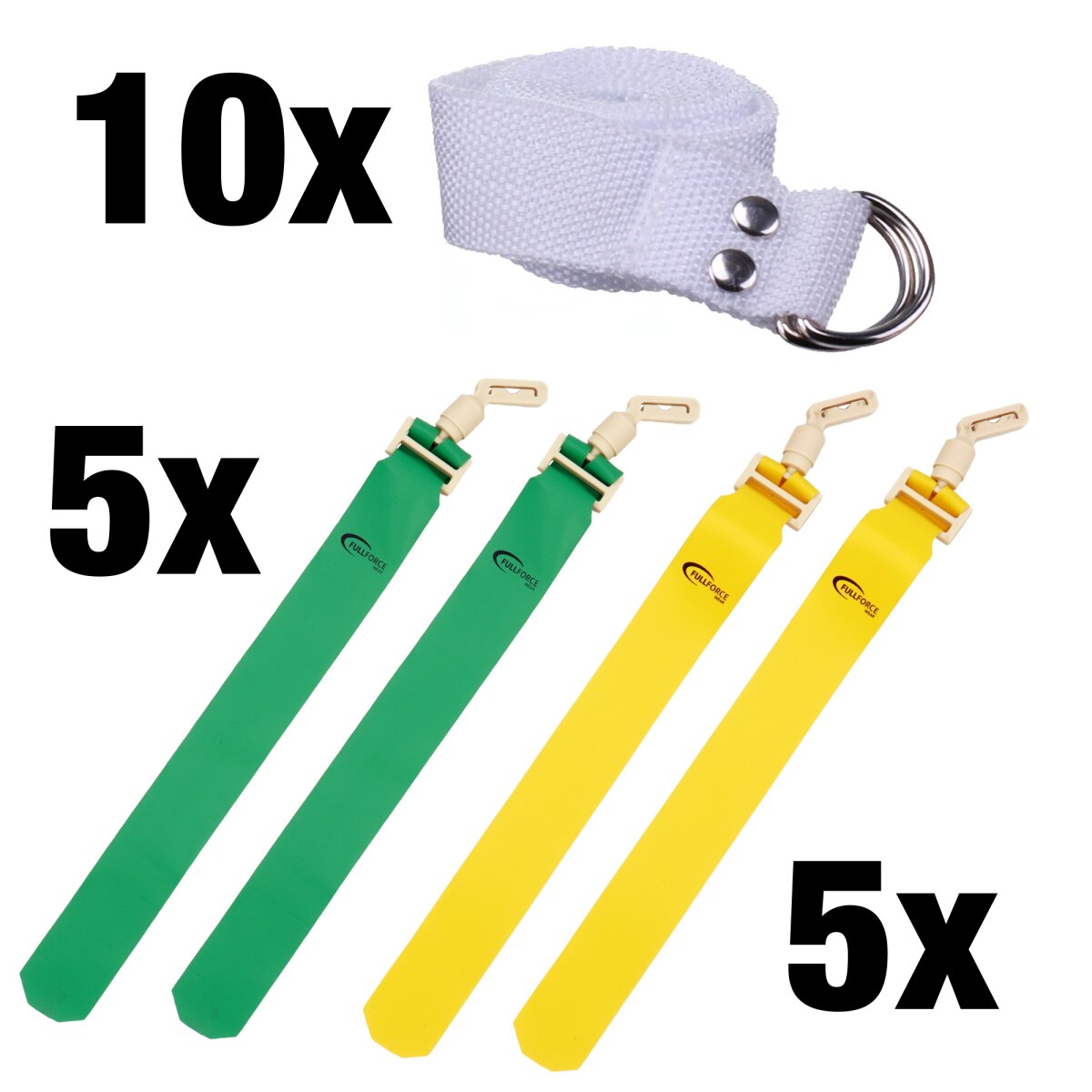Full Force POPFLAG Flagfootball Set, 10 Gürtel mit 10 Flag Sets - gelb/grün