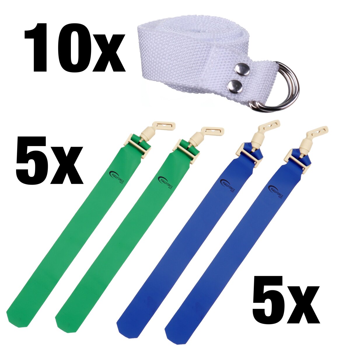 Full Force POPFLAG Flagfootball Set, 10 Gürtel mit 10 Flag Sets - grün/blau