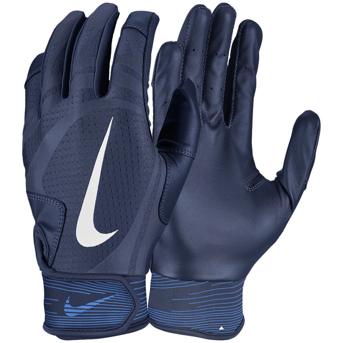 Nike Alpha Huarache Edge Kunstleder Baseball Handschuhe, Batting Gloves - navy/weiß Gr. 2XL