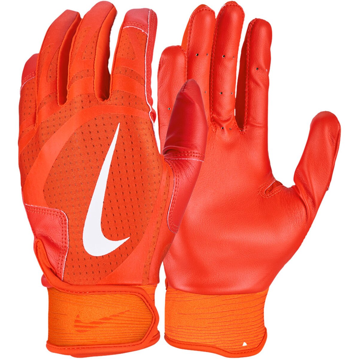 Nike Alpha Huarache Edge Kunstleder Baseball Handschuhe, Batting Gloves - orange/weiß Gr. 2XL