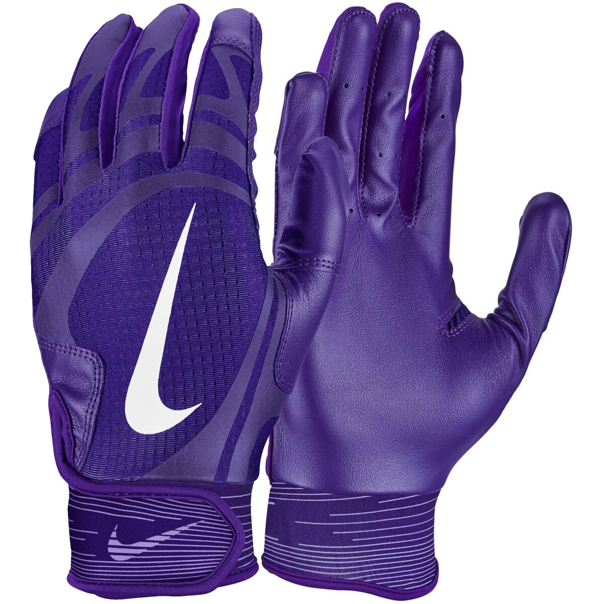 Nike Alpha Huarache Edge Kunstleder Baseball Handschuhe, Batting Gloves - lila/weiß Gr. 2XL