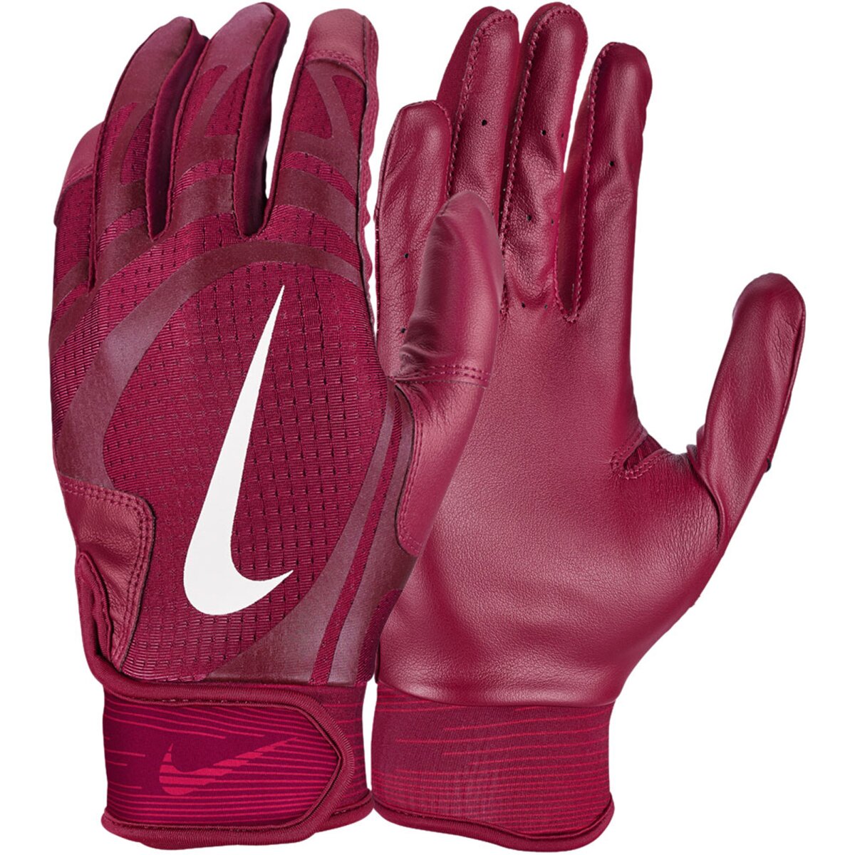 Nike Alpha Huarache Edge Kunstleder Baseball Handschuhe, Batting Gloves - cardinal rot/weiß Gr. 2XL