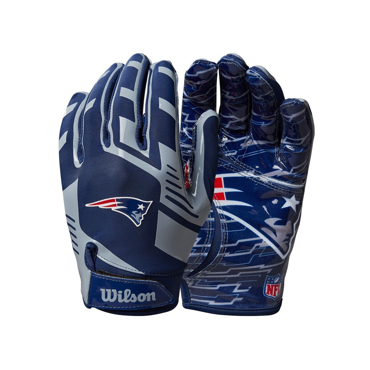 Wilson NFL Stretch Fit Youth Receiver Handschuhe Team New England Patriots