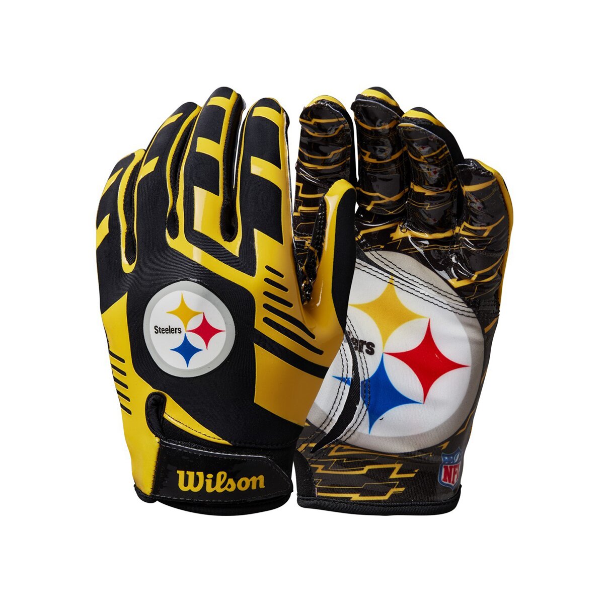 Wilson NFL Stretch Fit Youth Receiver Handschuhe Team Pittsburgh Steelers