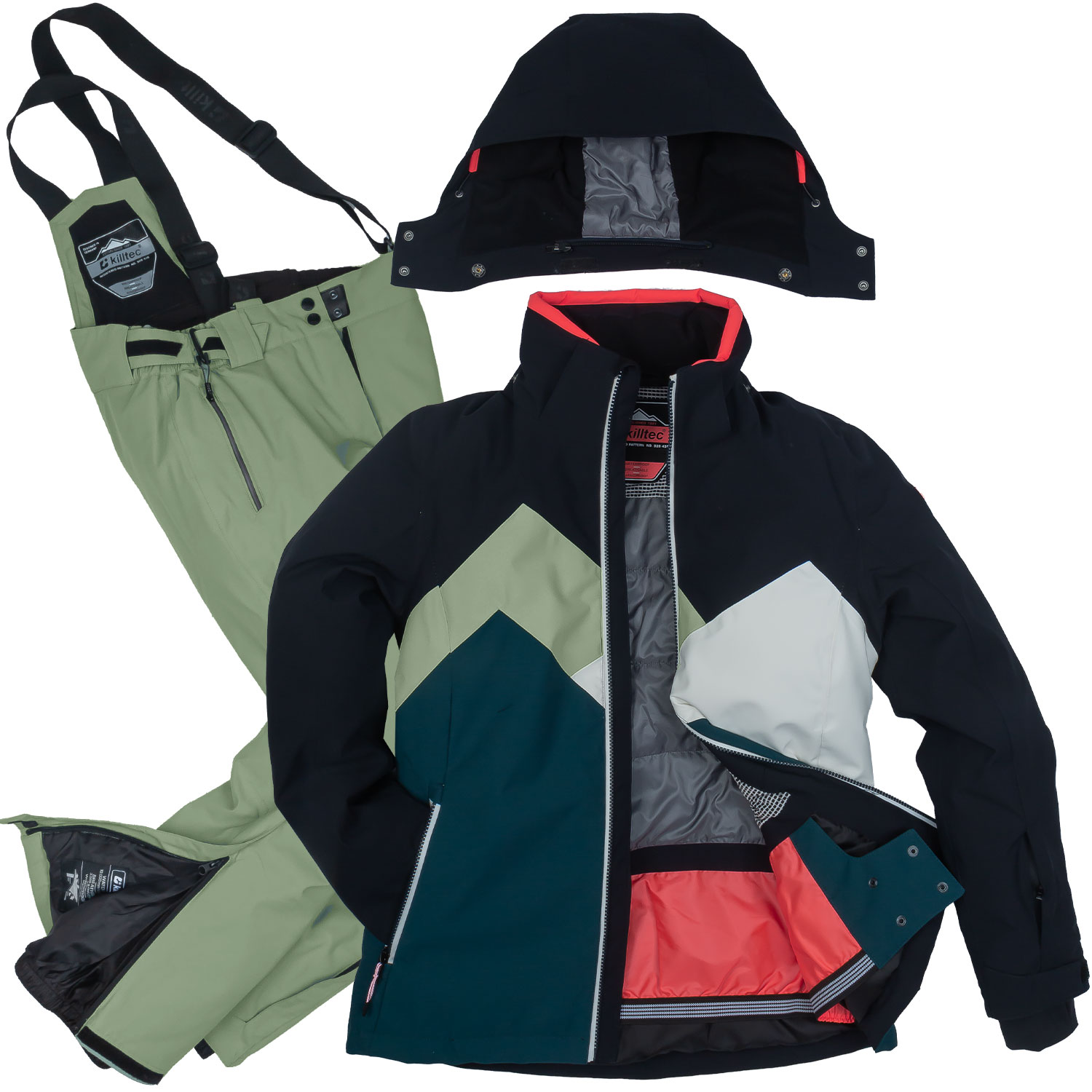 Skianzug Damen Skijacke petrol-schwarz + Skihose grün-grau Gr. 46