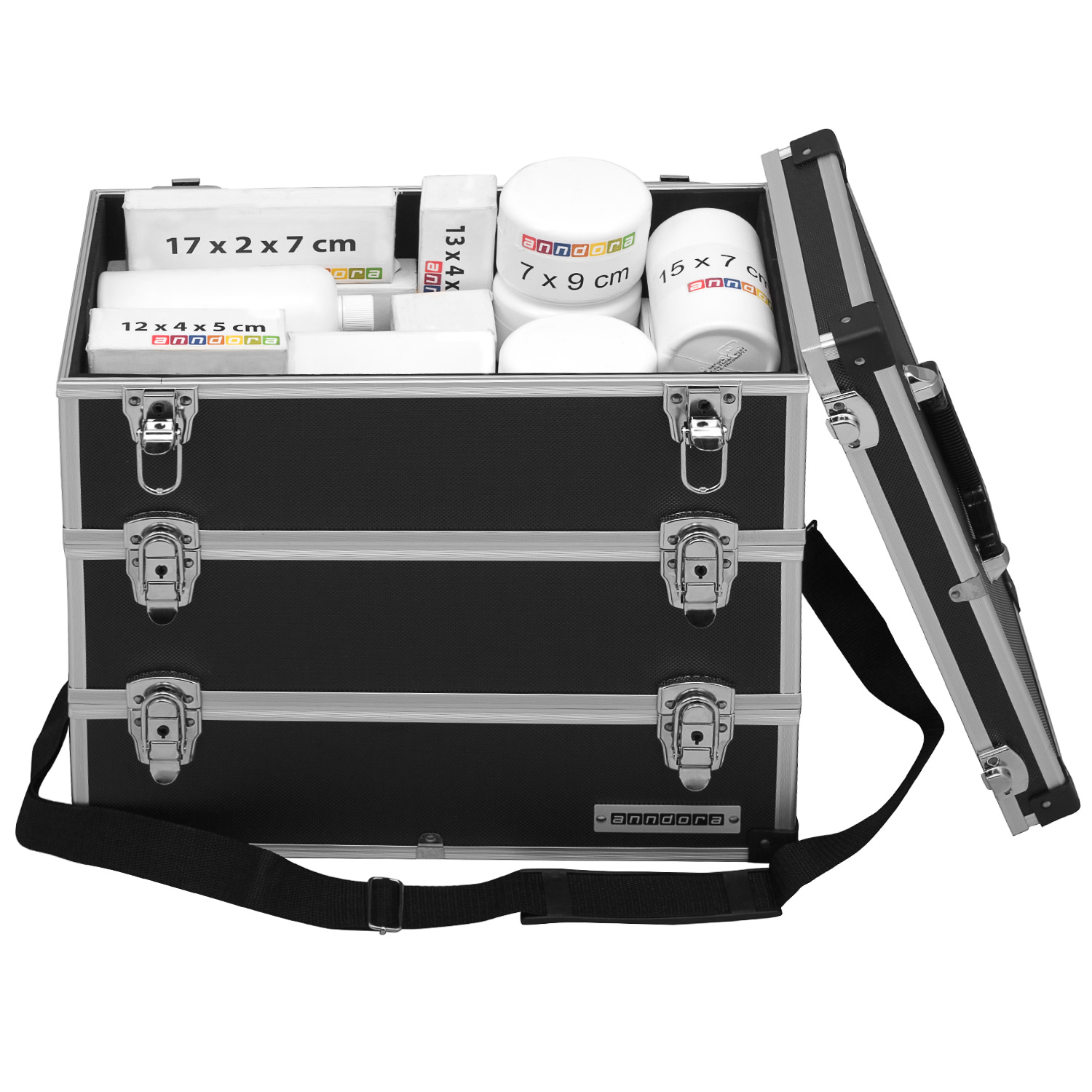 Werkzeugkoffer 31 Liter 3 abschließbare Ebenen - Schwarz - Visagistenkoffer professioneller Handkoffer