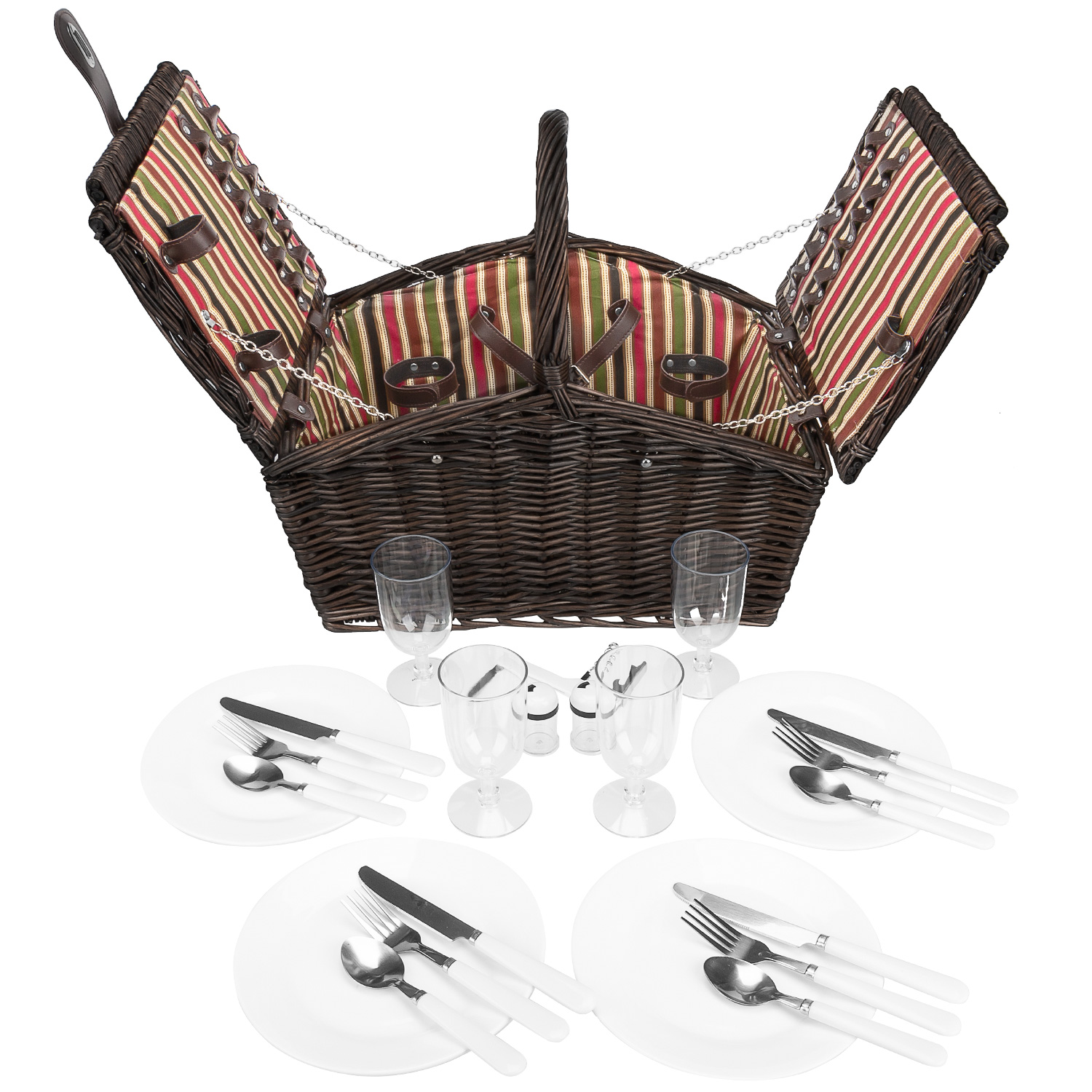 Picknickkorb Weide Markenware anndora® + Zubehör 23 tlg. für 4 Personen - geflochtene Naturweide