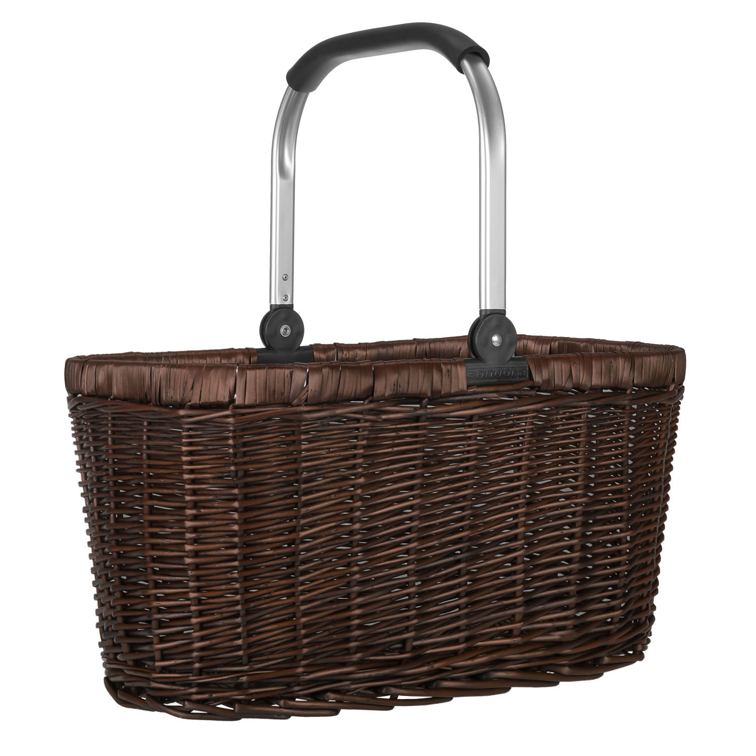 anndora Einkaufskorb geflochtene Weide mit 180° klappbarer Henkel dunkelbraun leicht handlich natürlich Einkaufen