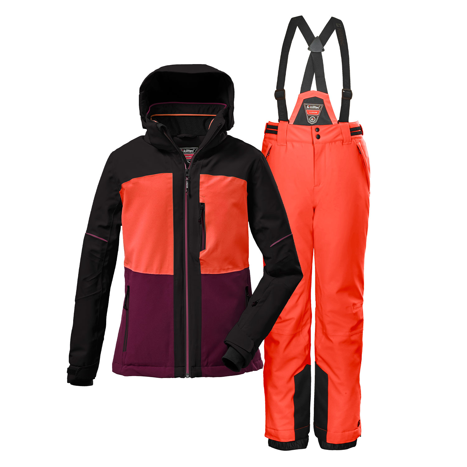 Skianzug Kinder Mädchen Gr. 116 Jacke schwarz Hose orange