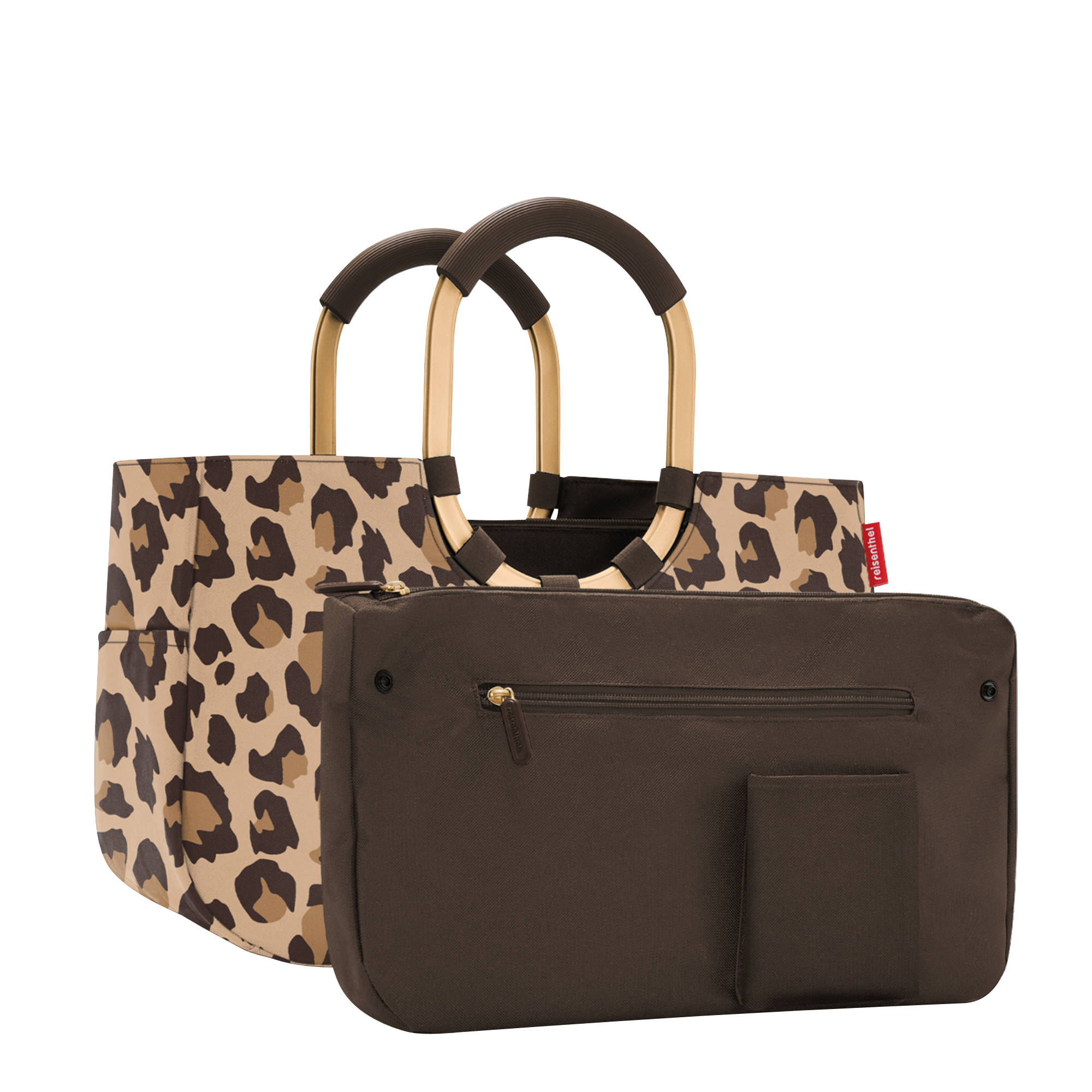 reisenthel loopshopper M frame leo macchiato - goldener HenkelInnentasche braun gratis