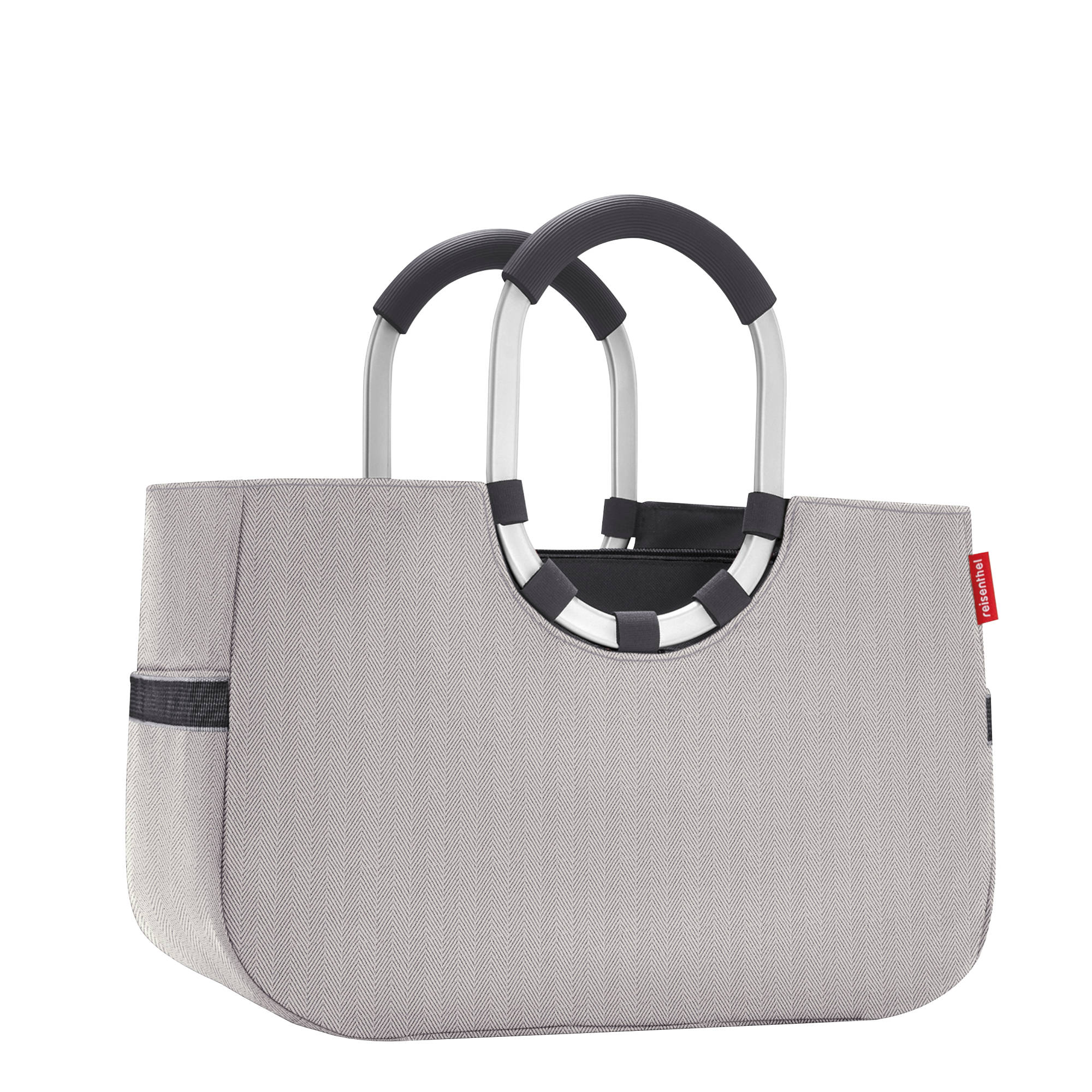 loopshopper Einkaufstasche Handtasche M herringbone grey - mit herausnehmbarer Innentasche