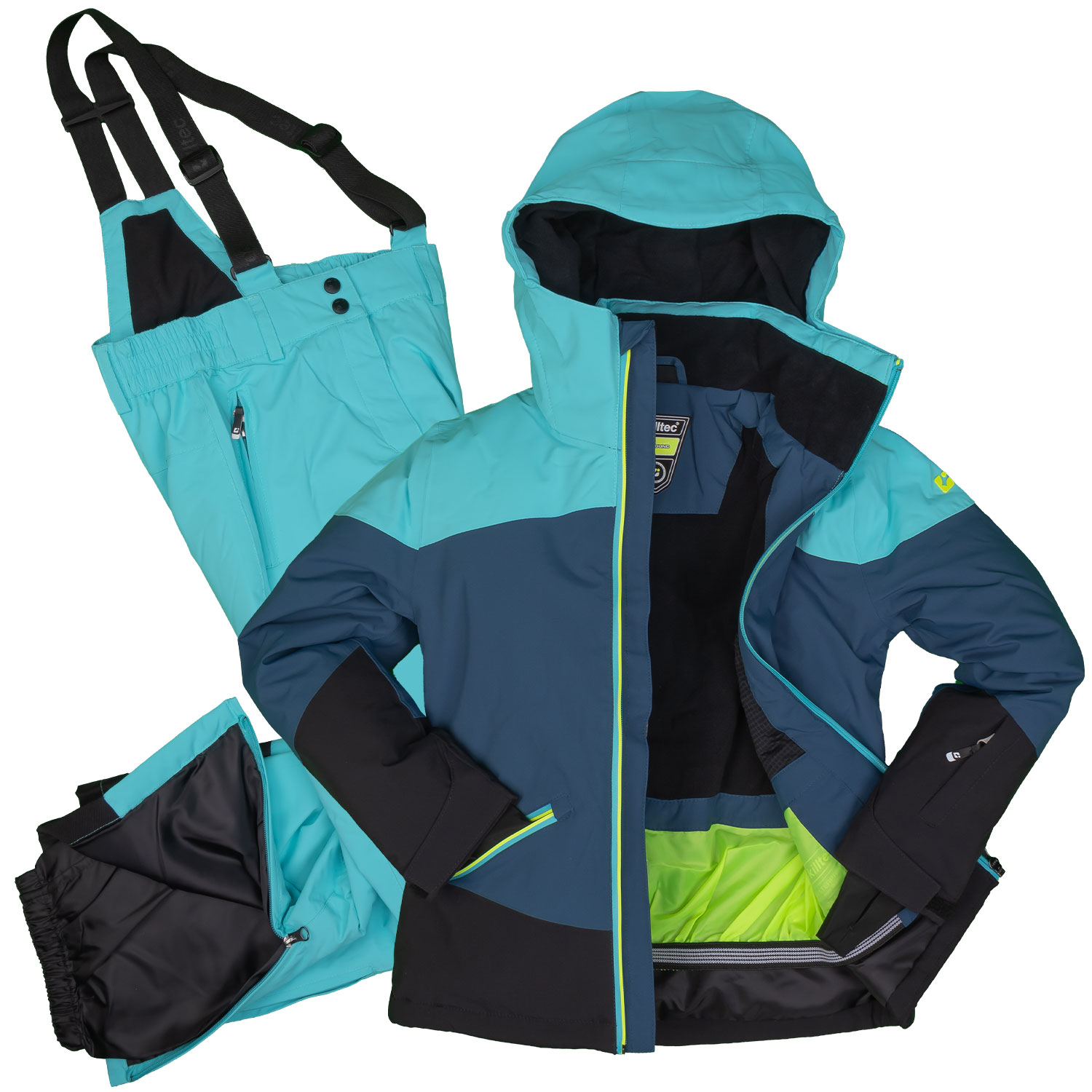 Mädchen Kinderskianzug komplett Skijacke Skihose in hellblau blau 128