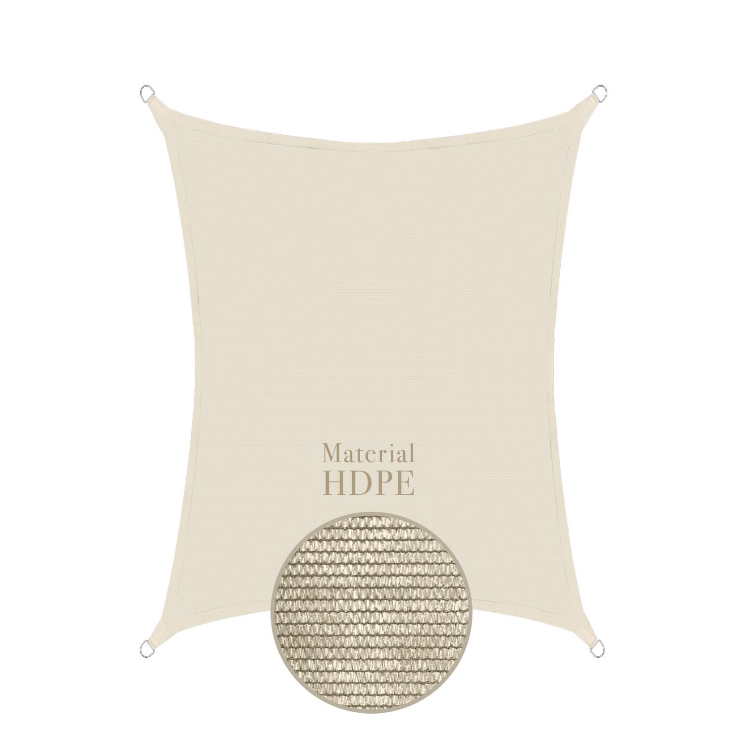 Sonnensegel 3x4m rechteckig Schattensegel - Sichtschutz - für Garten und Terrasse cream