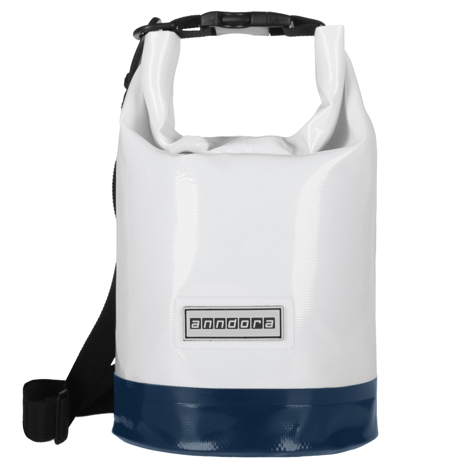 kleine coole Handtasche wasserfest weiß Lackfarben blauer Boden 