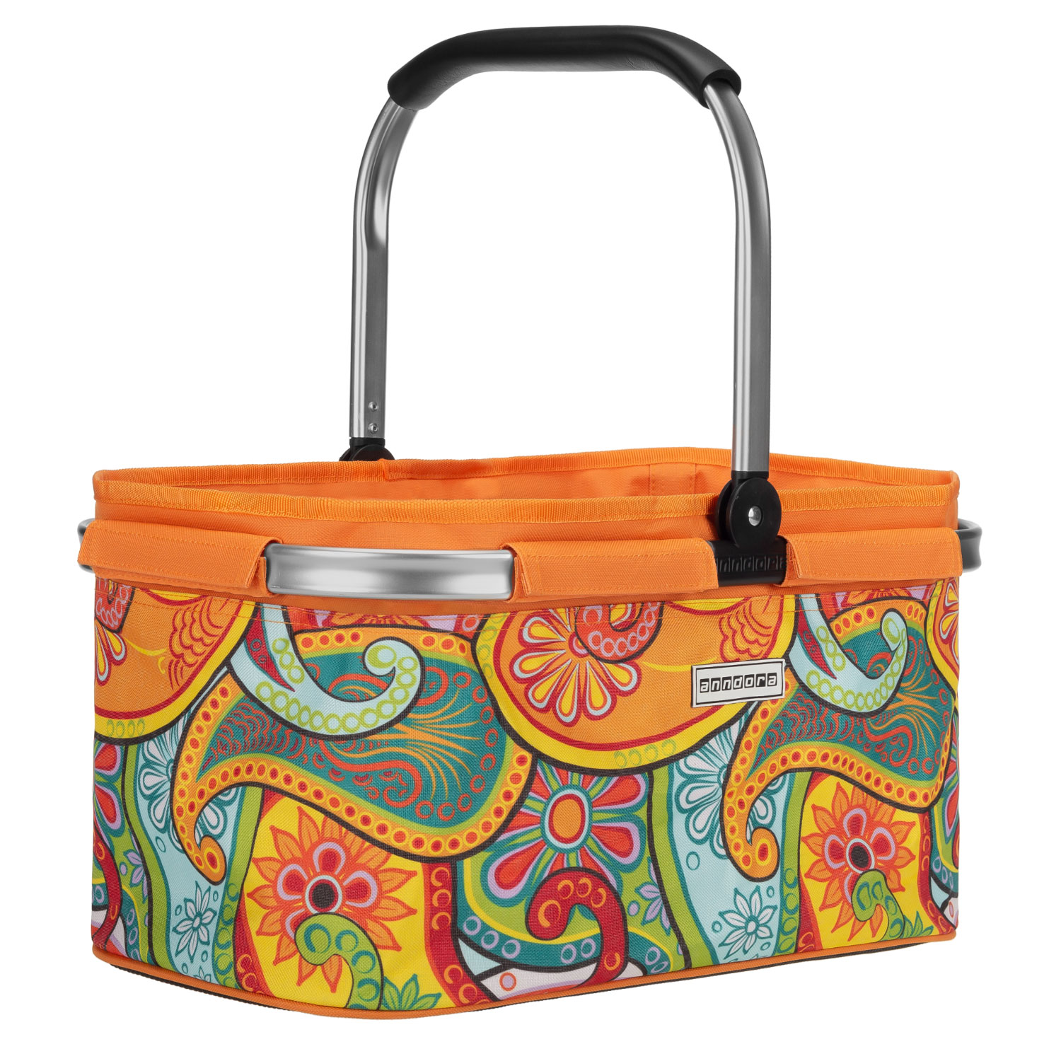 anndora Einkaufskorb - paisley (22 Liter) - orange Henkelkorb