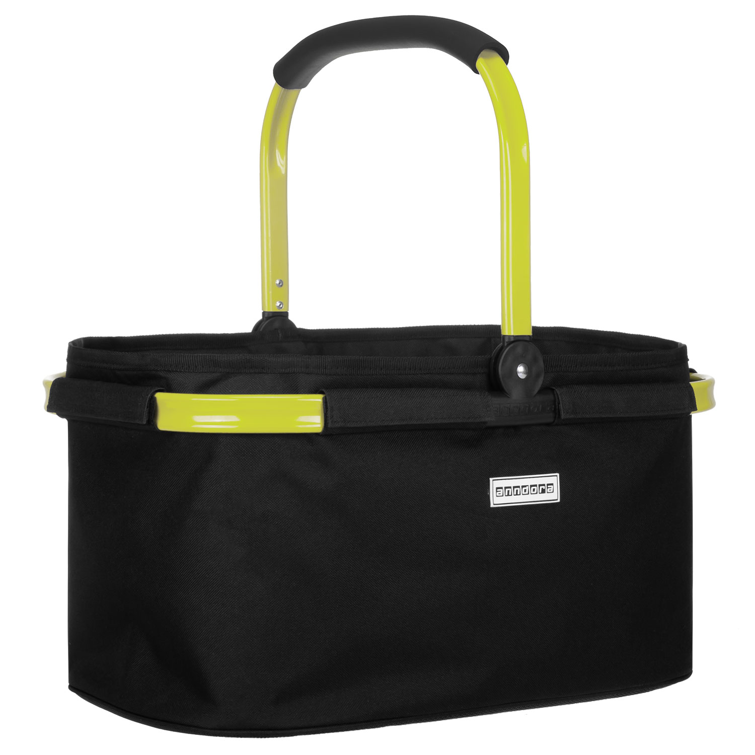 anndora Einkaufskorb 22L schwarz mit Rahmen in gelb limette