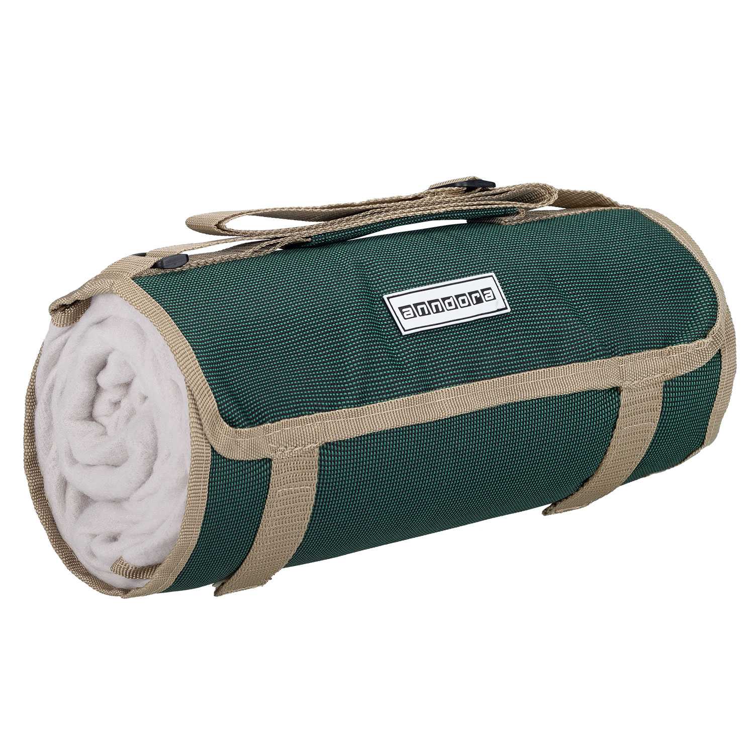 Picknickdecke 125 x150 cm aus Fleece - grün beige