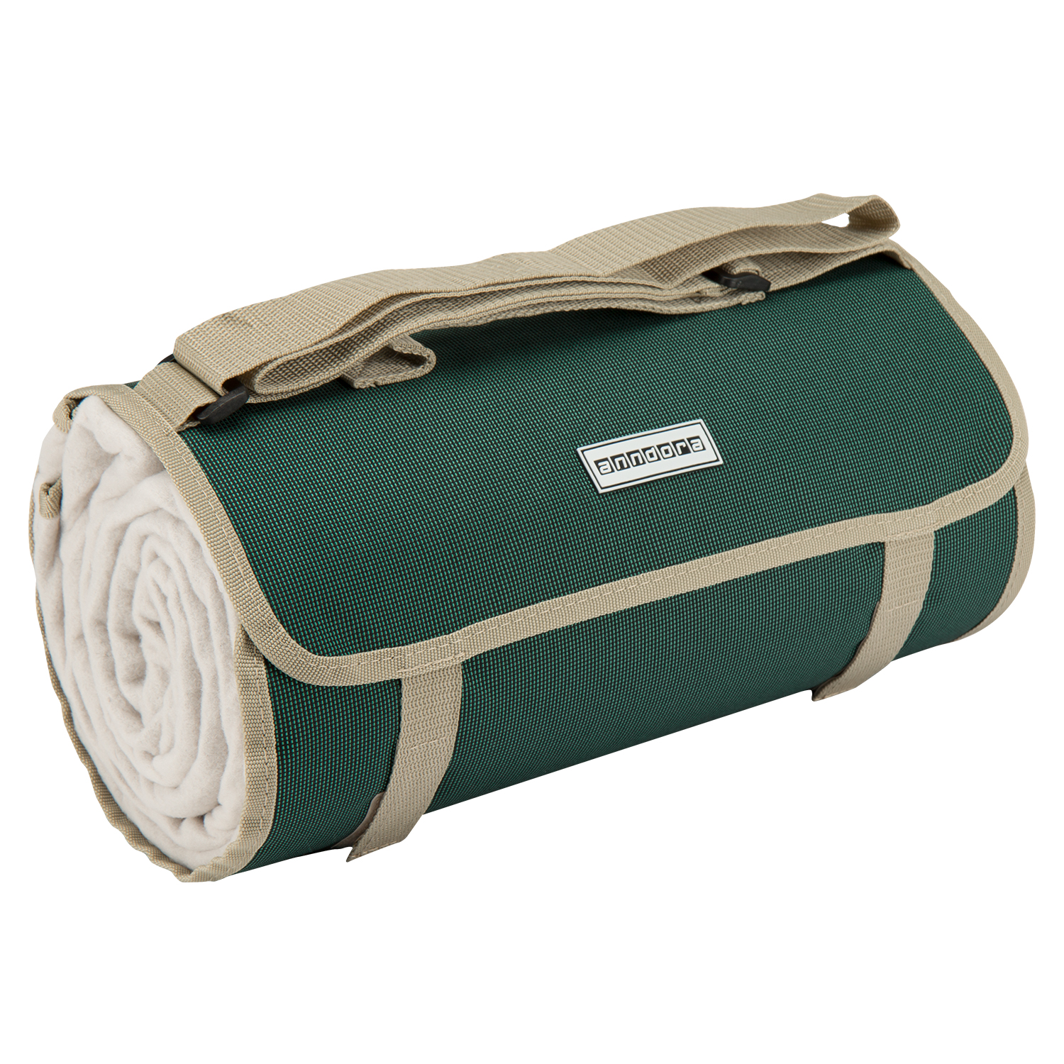 anndora Picknickdecke Stranddecke grün und beige Fleecedecke 150x200 cm