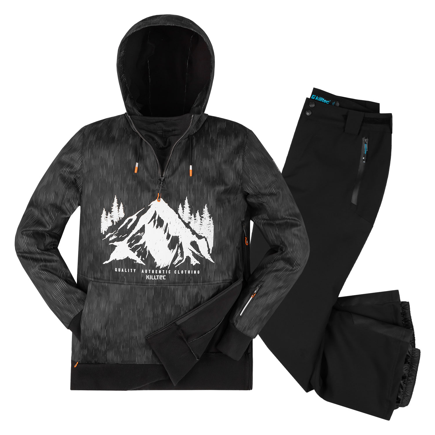 killtec Skianzug Herren aus Softshell Gr. XXL Hoodie Skijacke camouflage schwarz + Softshellhose stretch - fällt kleiner aus!