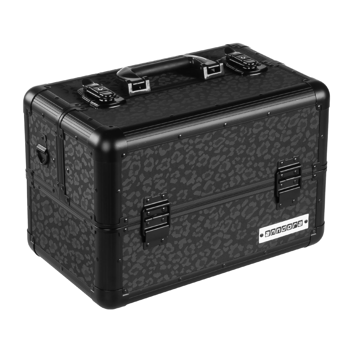 Beauty Case LEO Panther in schwarz - faltbarer stabiler Koffer + Tragegurt und Schlüssel