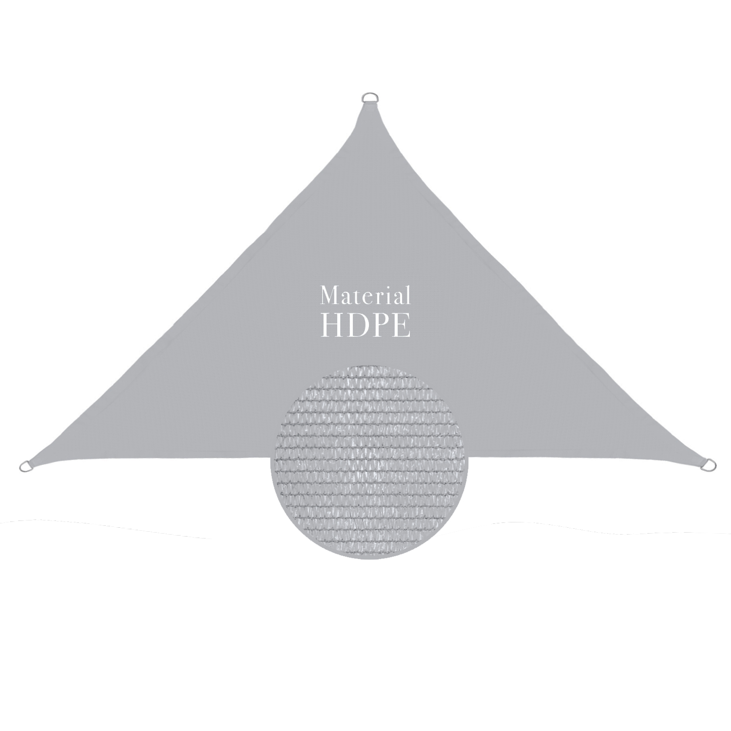 Sonnensegel 3x3x4,25 m 100% HDPE - hellgrau - UV-Schutz - reißfest - luftdurchlässig - mit Befestigungsseil -Robust UV Schutz 90% rechtwinkliganndora