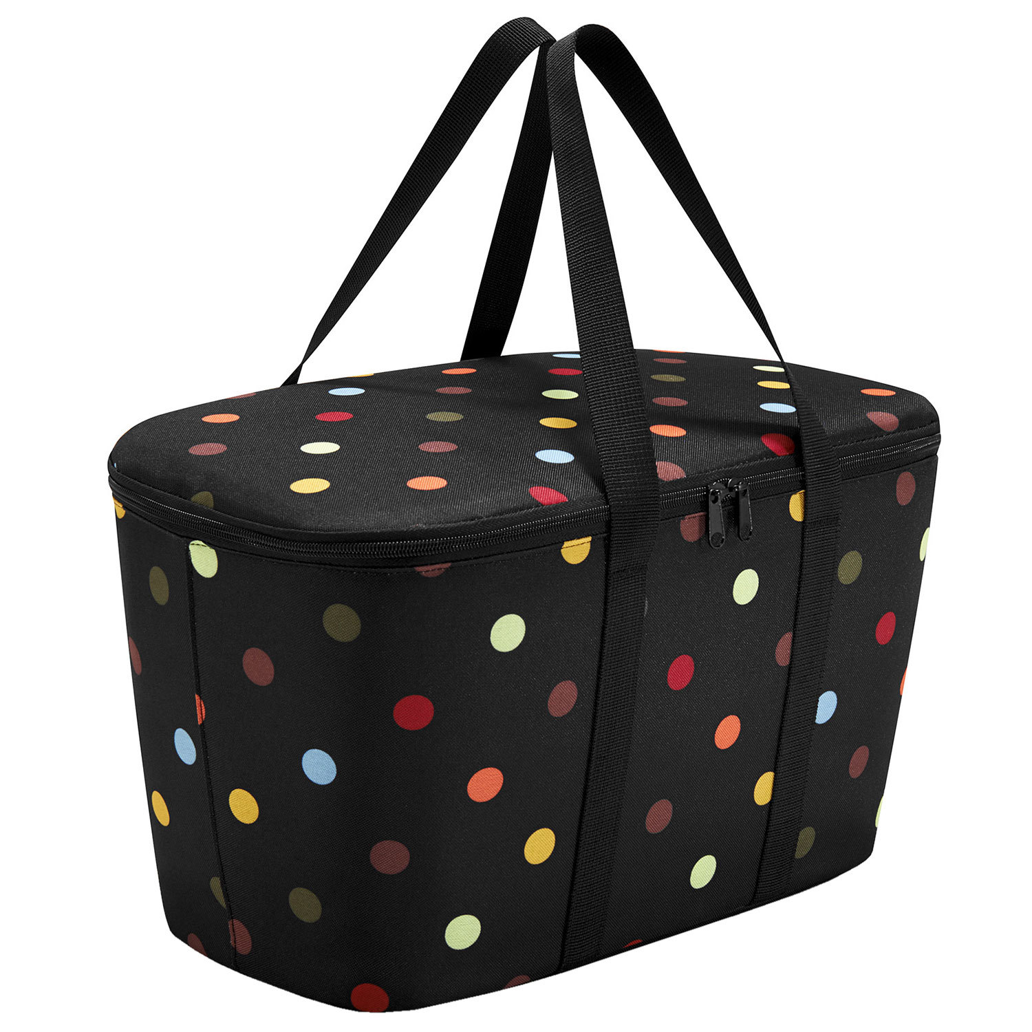Reisenthel Kühltasche dots schwarz mit bunten Punkten coolerbag Thermo Einkaufskorb faltbar - 20 Liter