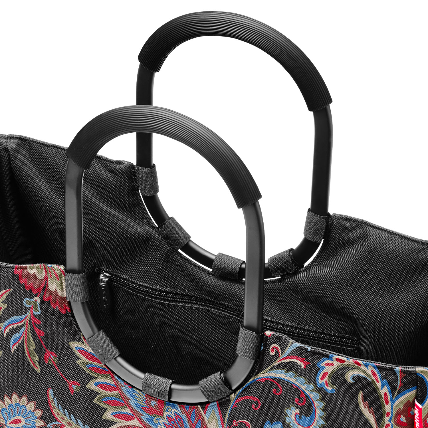 Reisenthel - Henkeltasche - schwarz Paisley Blumen Muster 22 Liter Einkaufstasche- Lehrertasche - Bürotasche