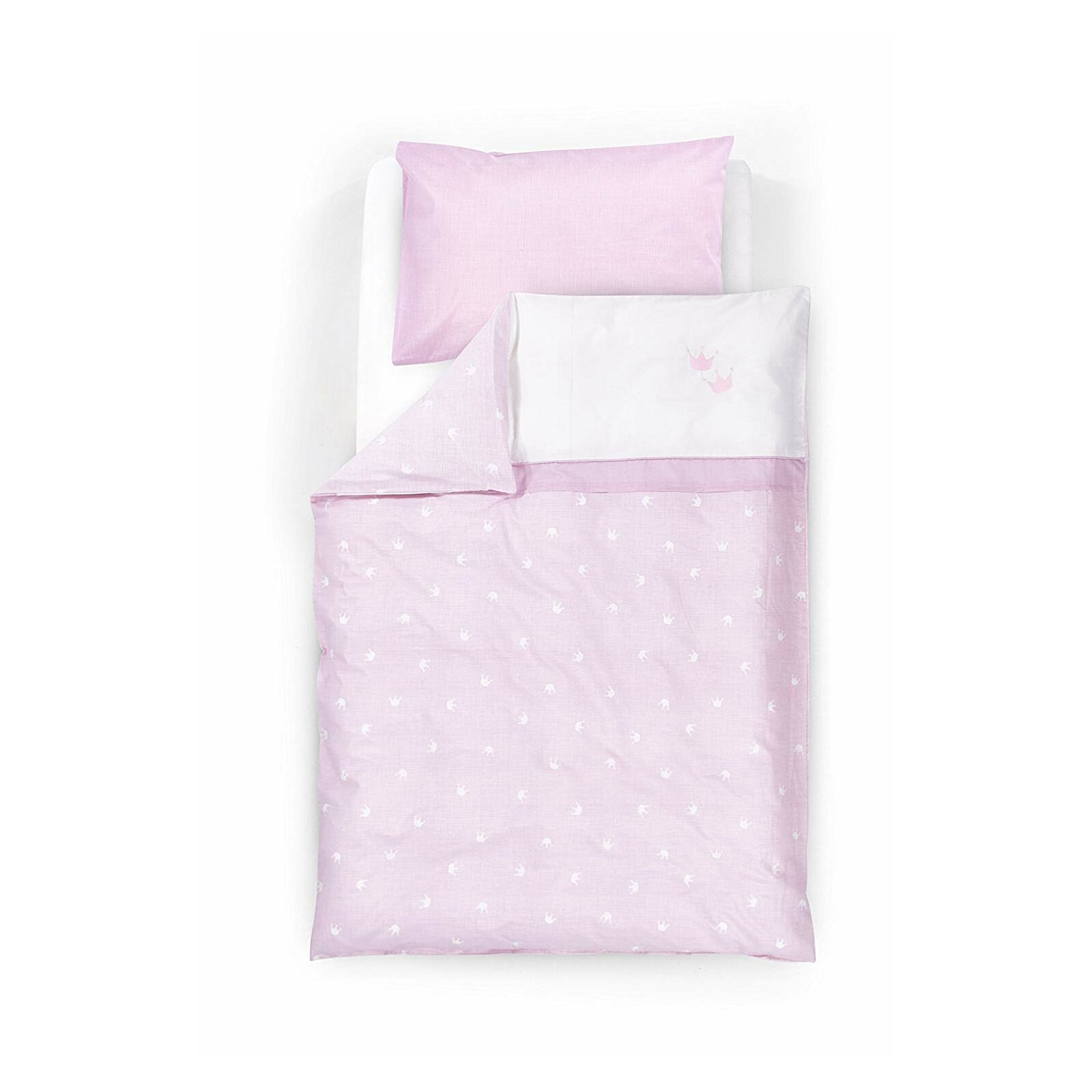 Träumeland - Bettwäsche KRONE-ROSA (100/135 + 40/60 cm)