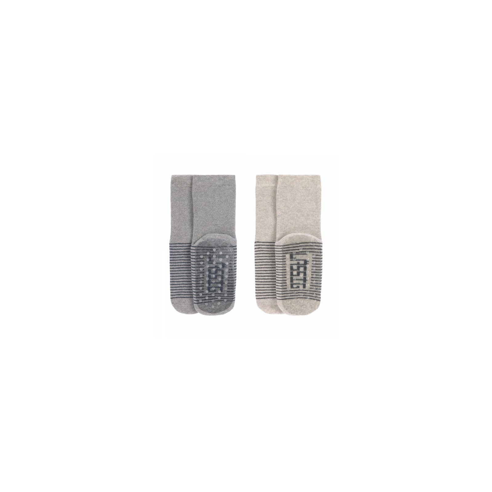 Lässig - Kinder Antirutsch-Socken (2er-Pack) - Anti-Slip Socks, Grey - Beige Gr.23-26 (A)