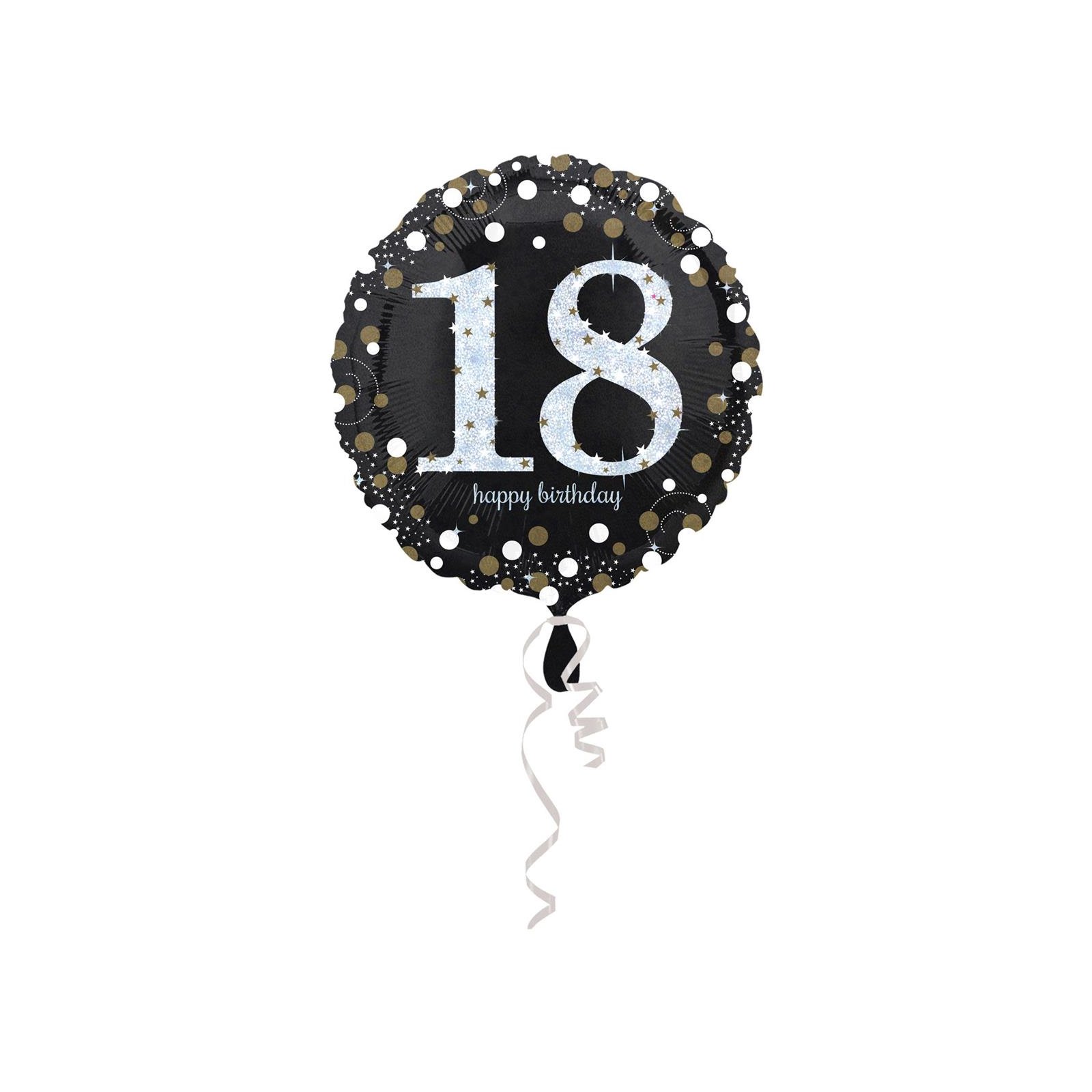 Amscan - Folienballon 18 Sparkling Birthday, Schwarz, Silber, Gold (5)