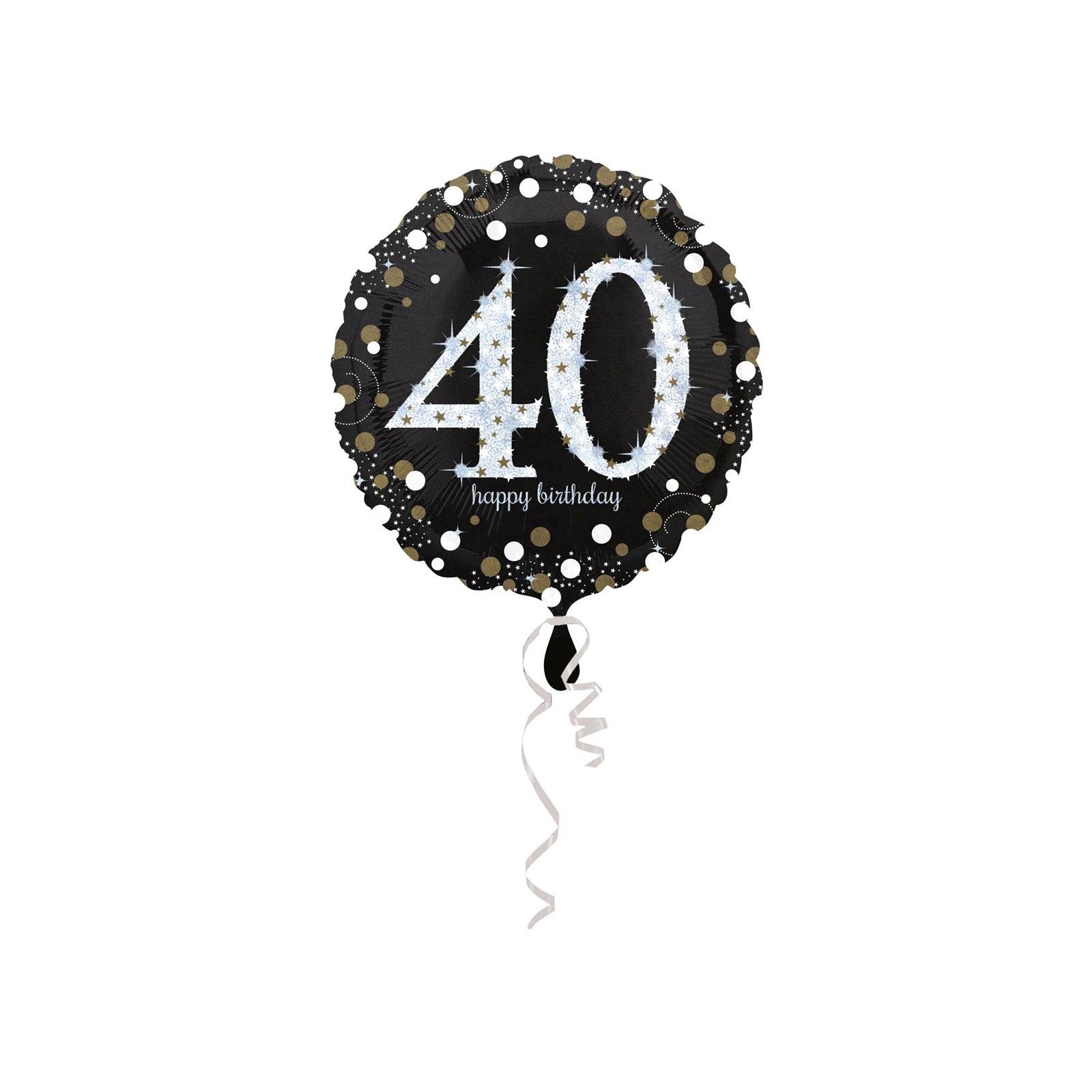 Amscan - Folienballon 40 Sparkling Birthday, Schwarz, Silber, Gold (5)