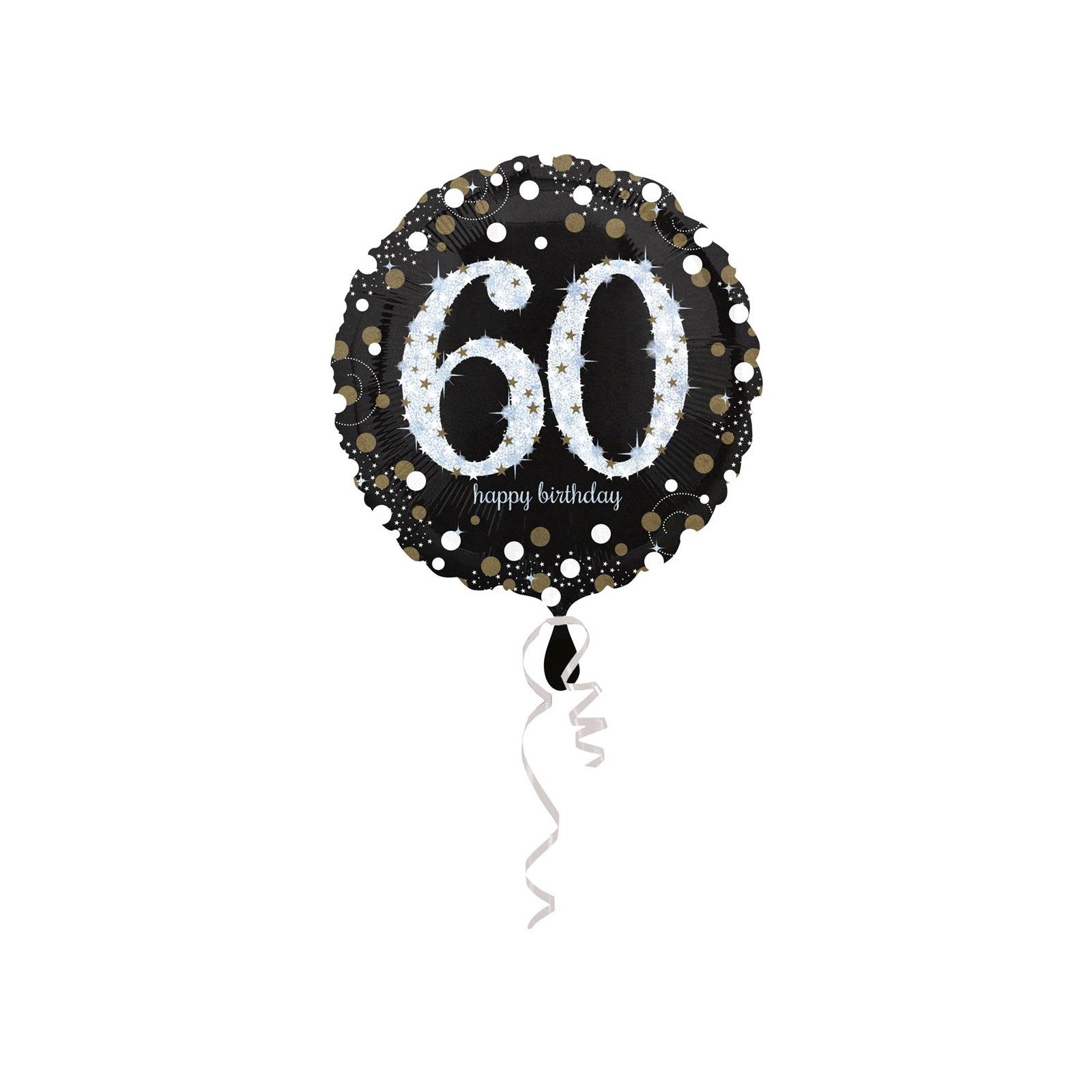 Amscan - Folienballon 60 Sparkling Birthday, Schwarz, Silber, Gold (5)