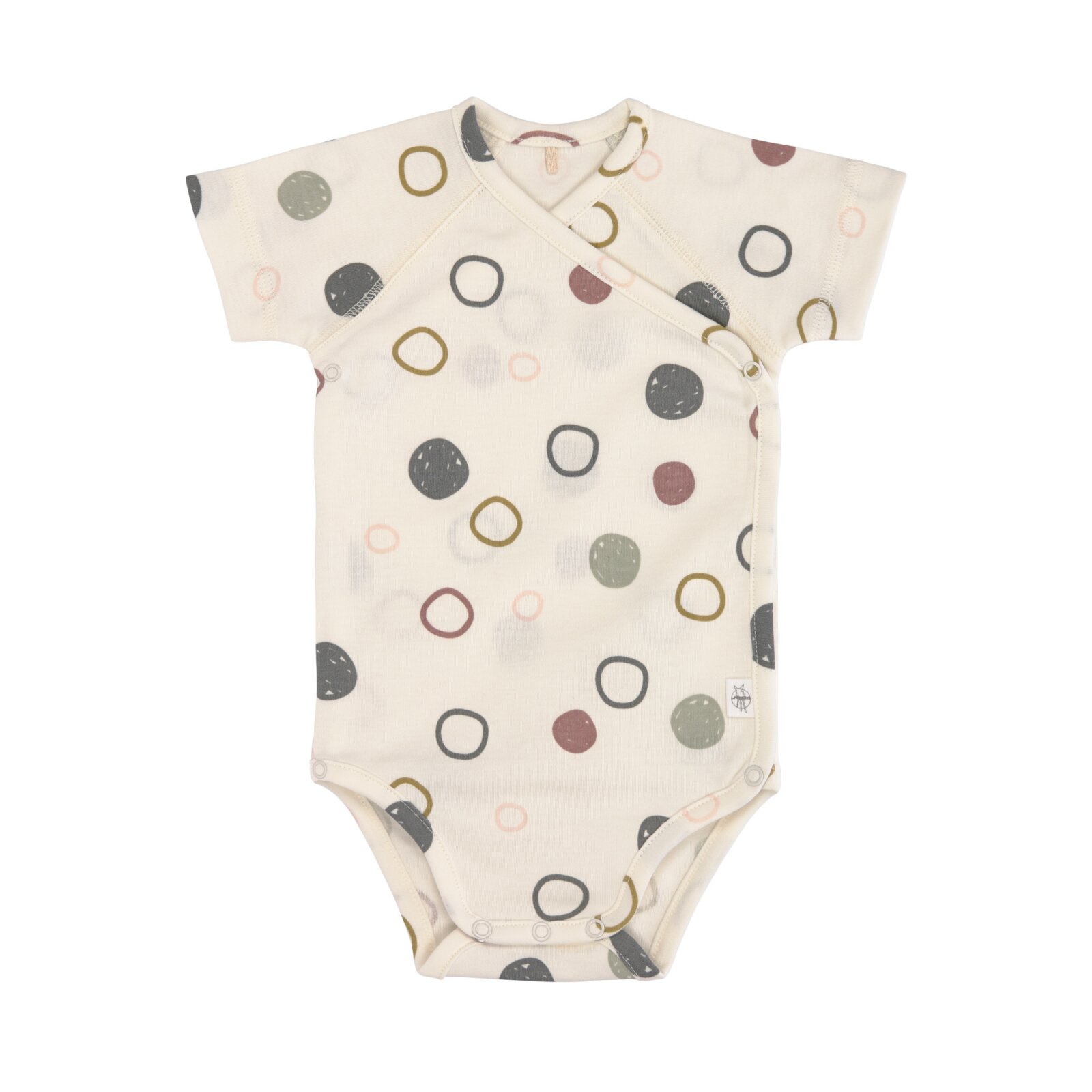 Lässig - Baby Wickelbody Kurzarm GOTS - Cozy Colors, Circles Offwhite Gr. 50/56 (A)