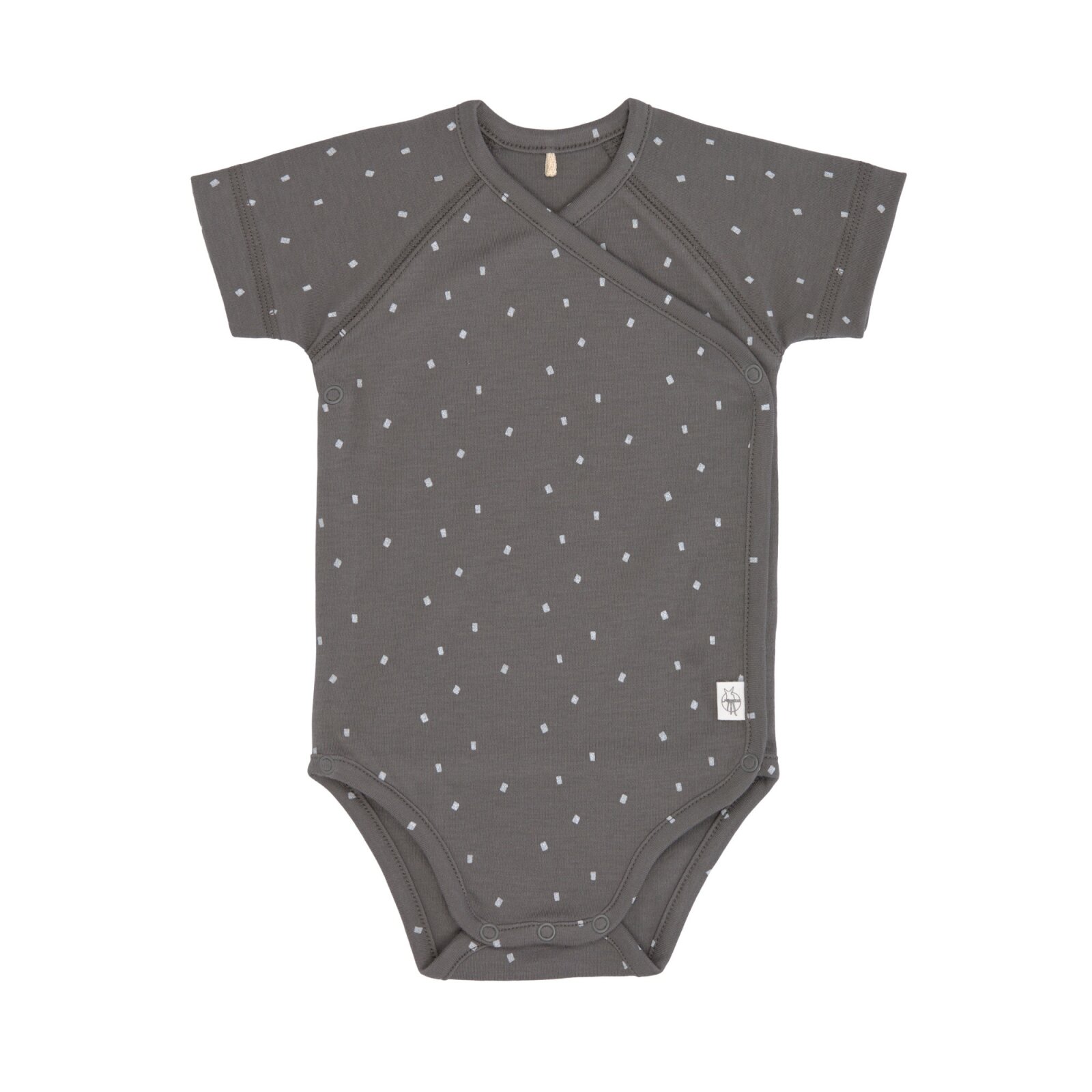 Lässig - Baby Wickelbody Kurzarm GOTS - Cozy Colors, Spots Anthracite Gr. 62/68 (A)