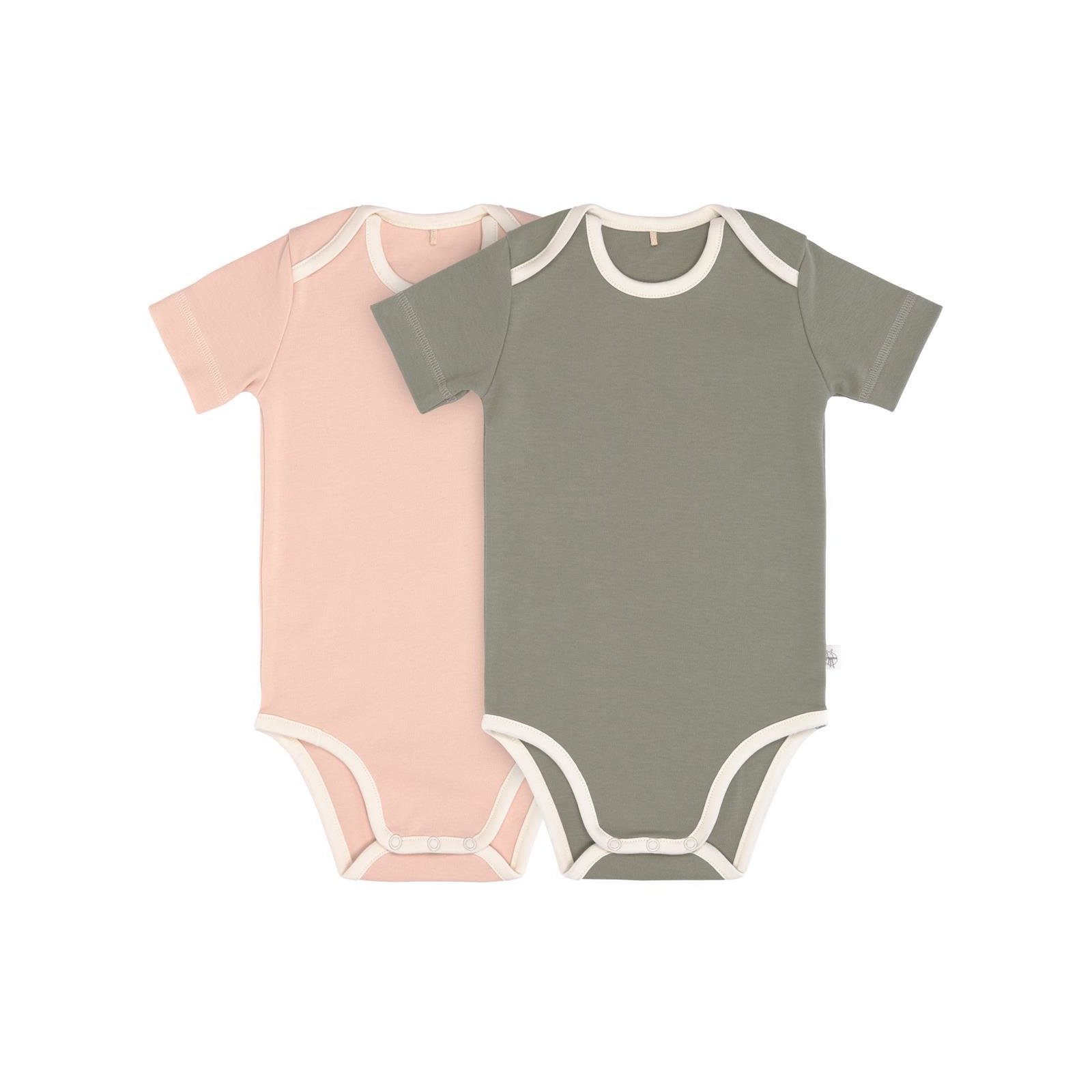 Lässig - Kurzarm Body 2er Set - GOTS Cozy Colors, Powder Pink Olive Gr. 86/92 (A)