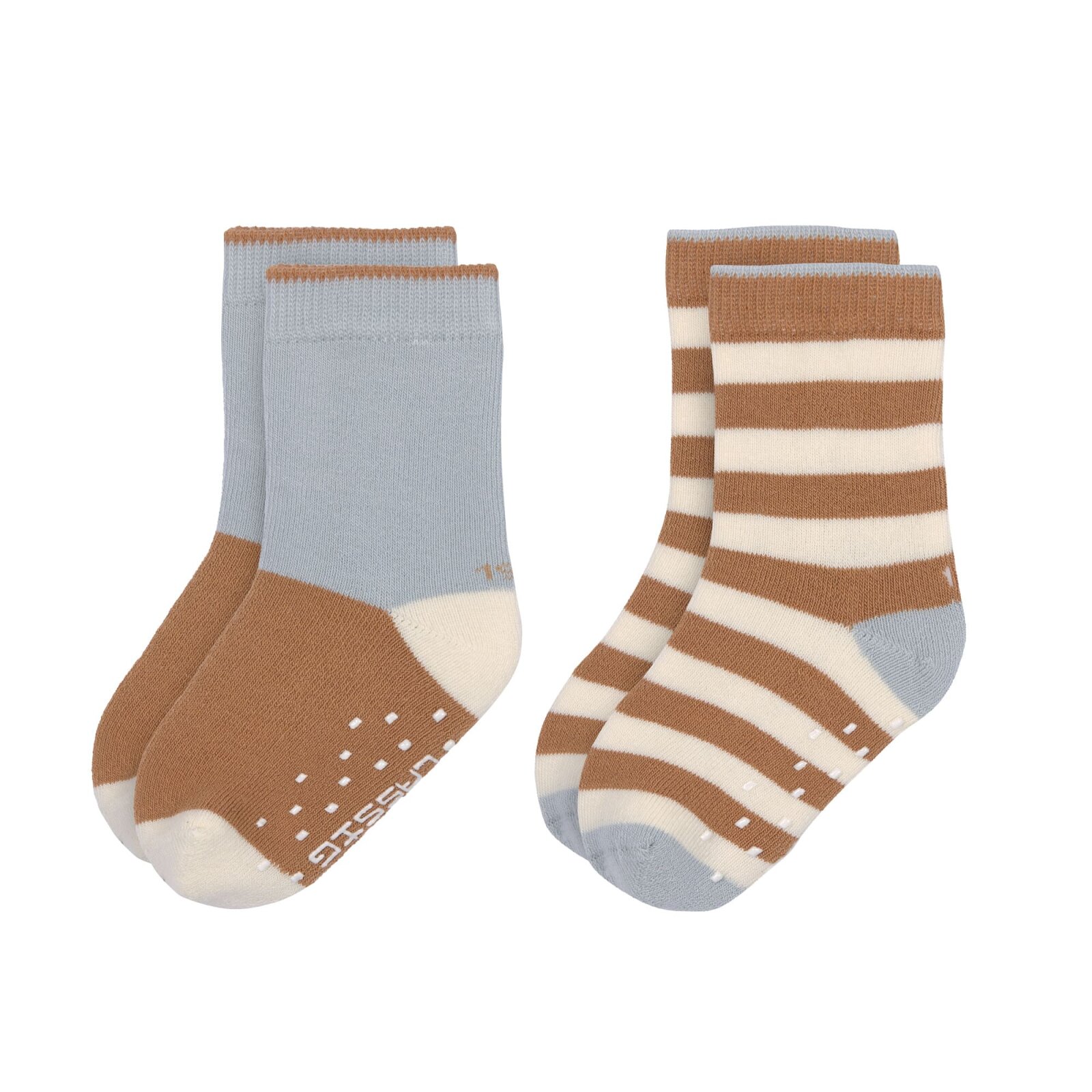 Lässig - Kinder Antirutsch-Socken (2er-Pack) - Anti-Slip Socks, HELLBLAU-KARAMELL Gr. 27-30 (A)