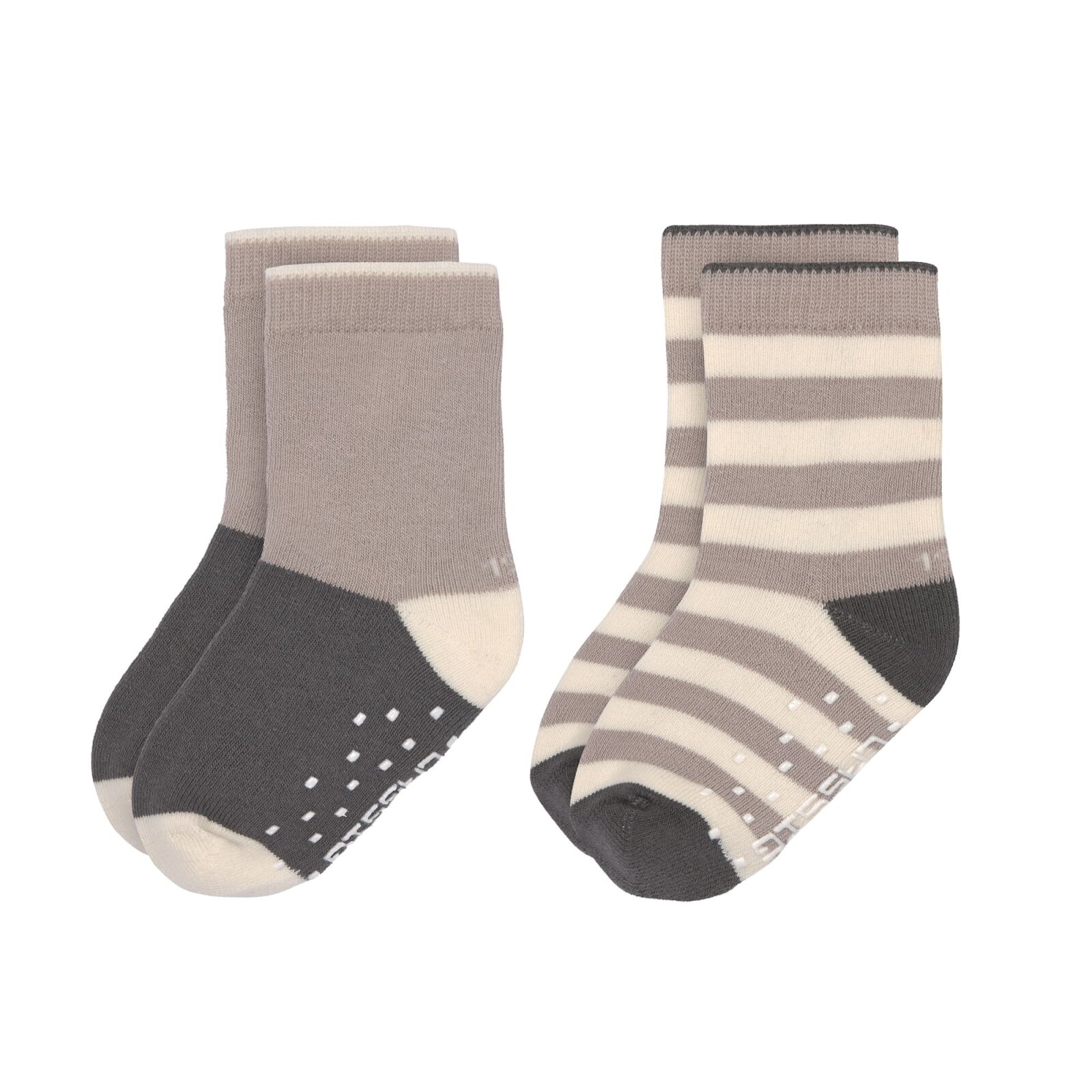 Lässig - Kinder Antirutsch-Socken (2er-Pack) - Anti-Slip Socks, Anthrazit Taupe Gr. 19-22 (A)