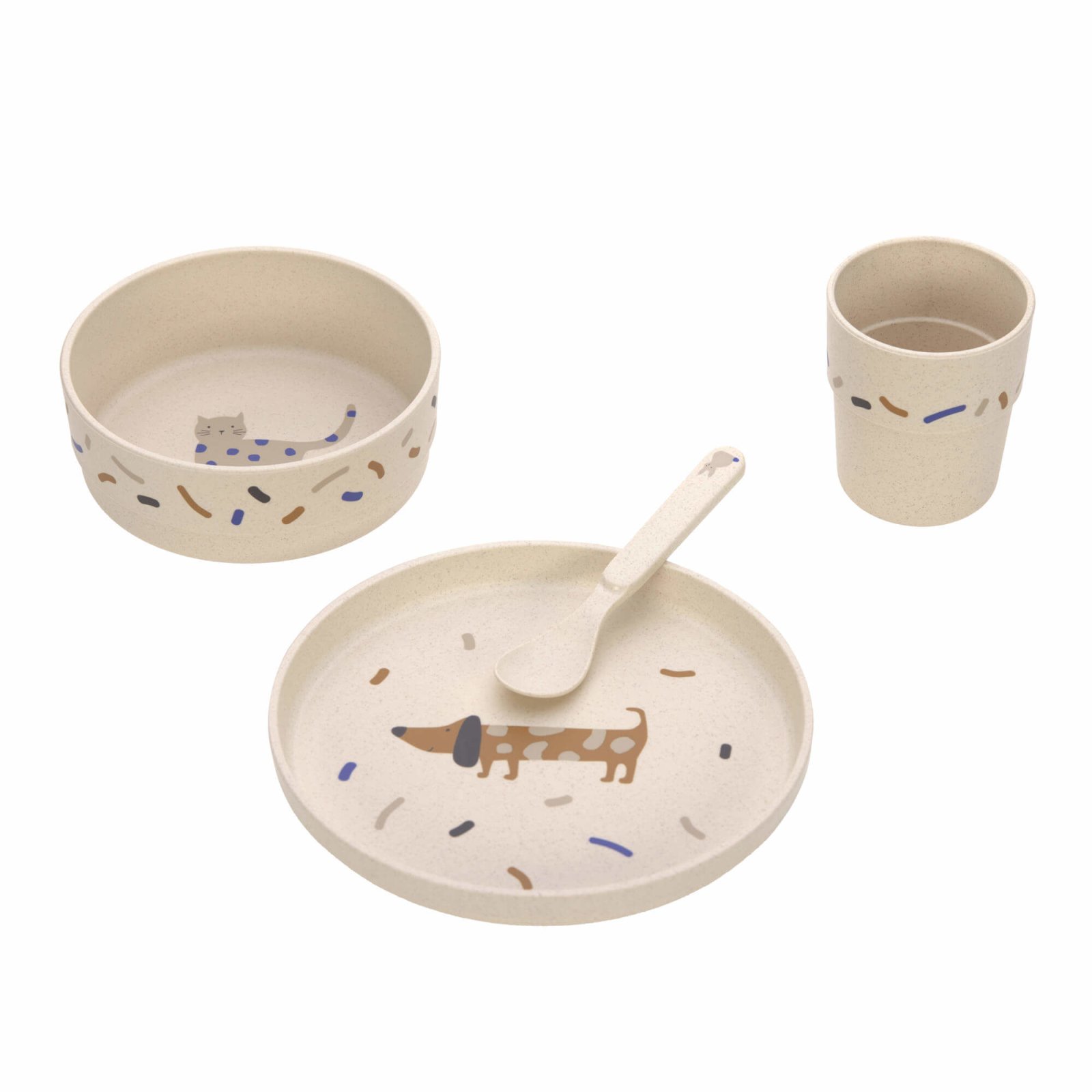 Lässig - Kindergeschirr Set (Teller - Schüssel - Becher - Löffel), Little Mateys Royal Blau (2)