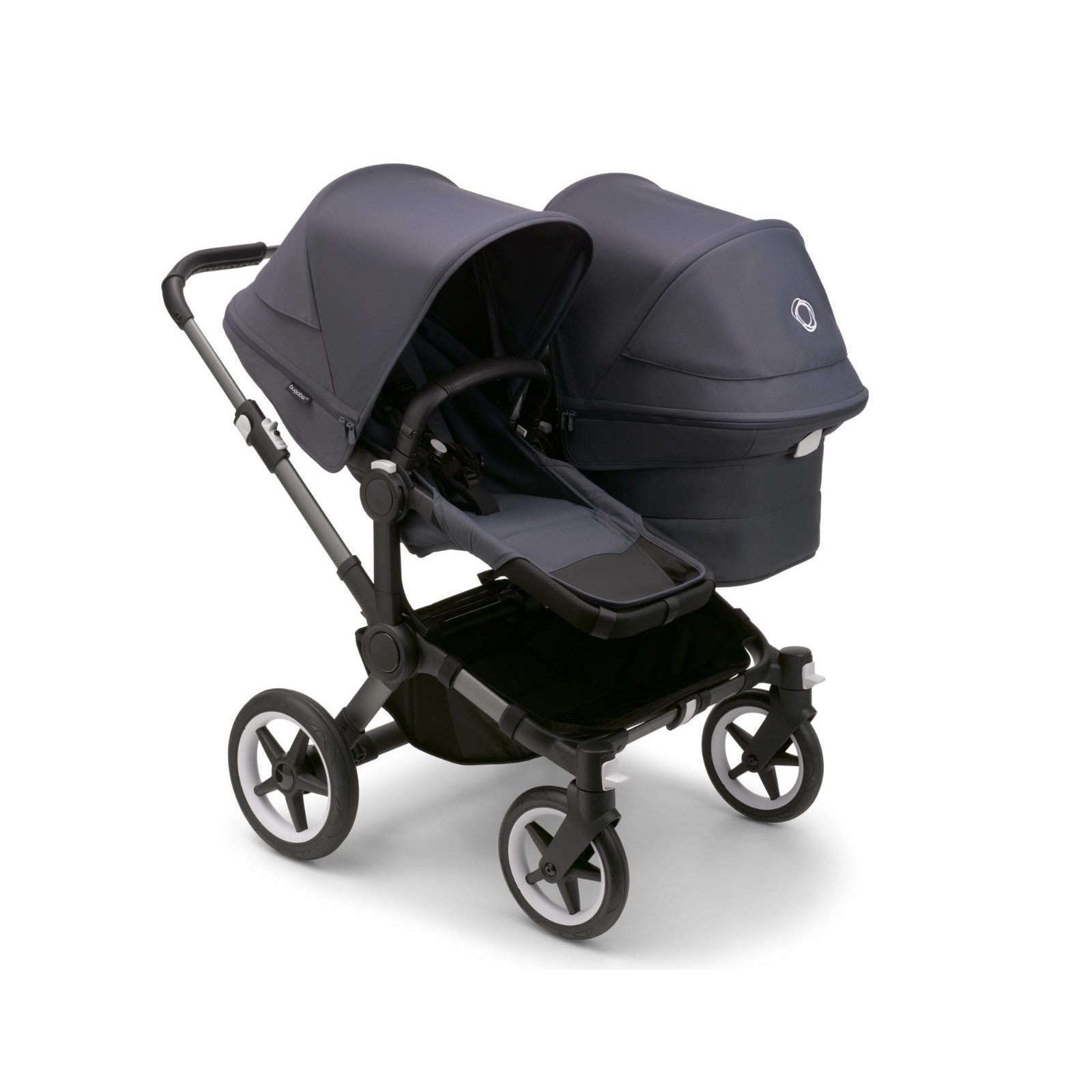 BUGABOO - Donkey 5 Duo Geschwister-Kinderwagen mit Liegewanne und Sitz CORE (GRAPHIT / STURMBLAU)