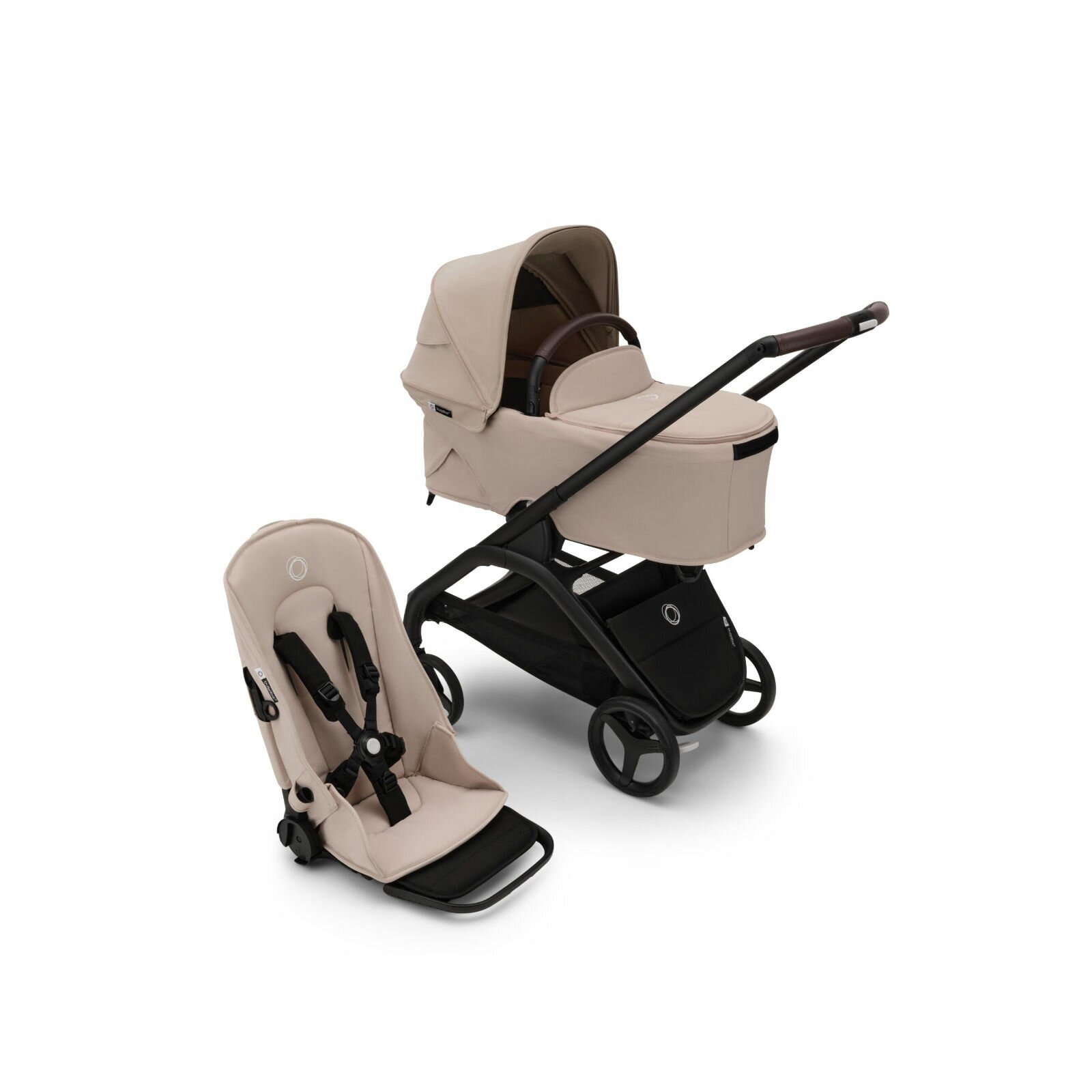 BUGABOO - Dragonfly Kinderwagen mit Liegewanne und Sitz (SCHWARZ / DESERT-TAUPE)