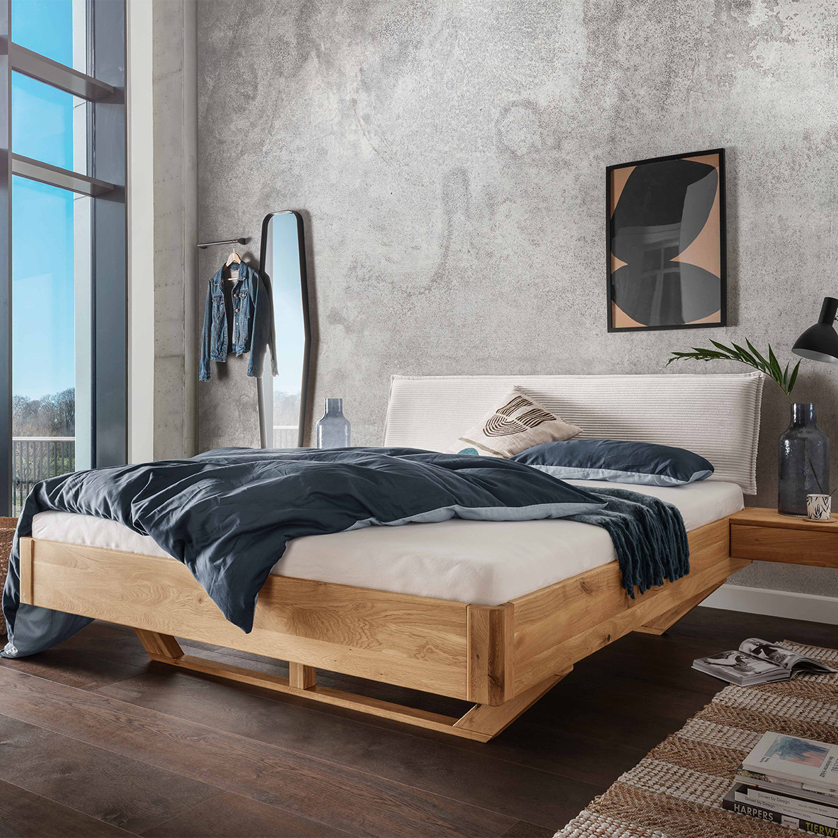 TPT Schwebebett 11 200x200 cm mit zwei Nachtkonsolen