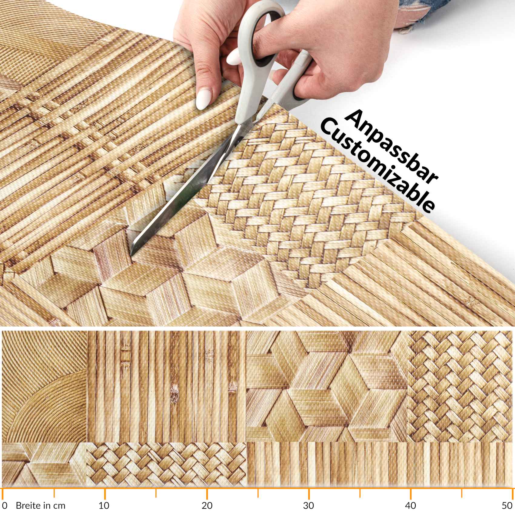 Küchenläufer Teppichläufer Mirza Vimini Beige Läufer Flur abwaschbar | 48cm Breit 100x48cm