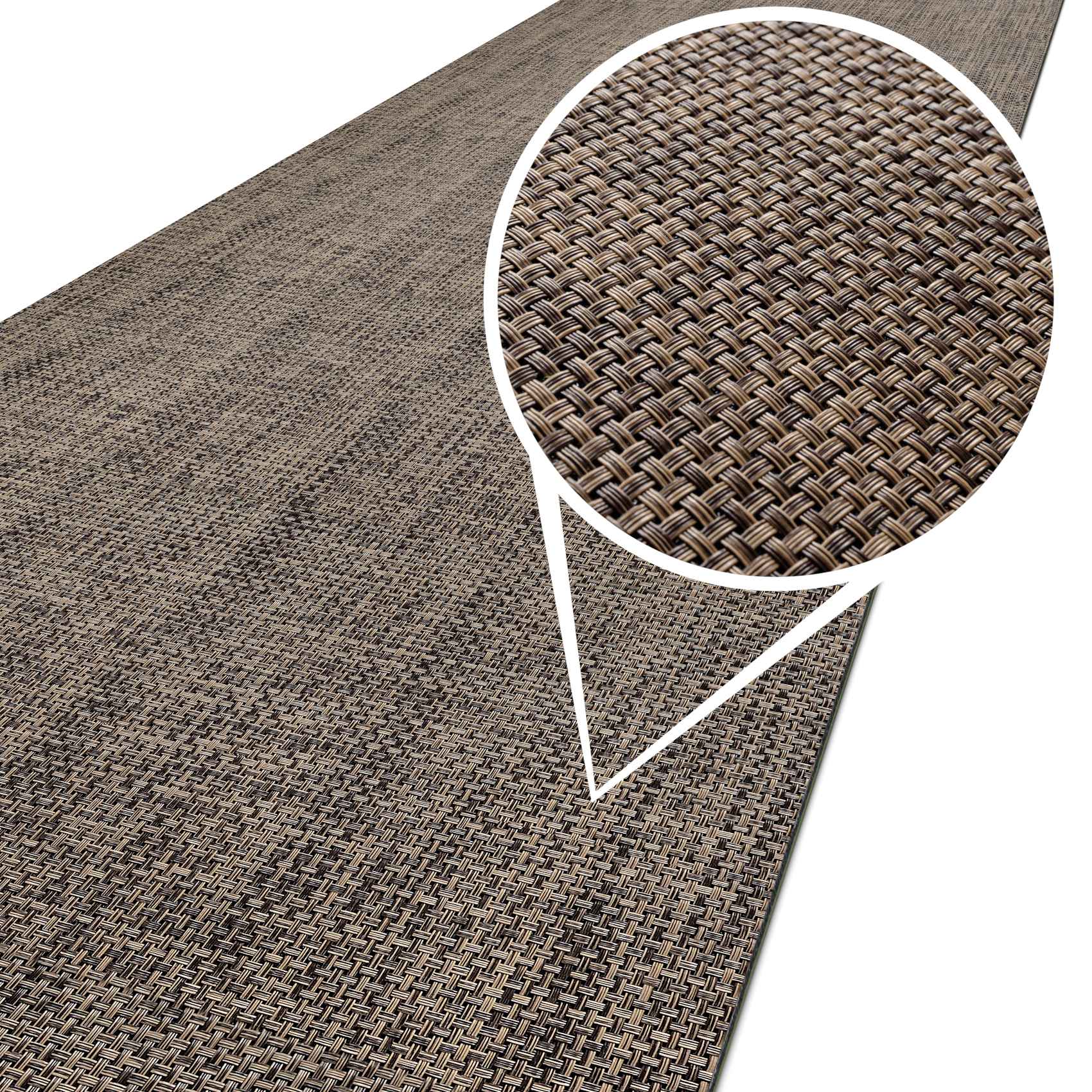 Outdoorteppich Teppichläufer Küchenläufer Rattan Tatami | 50/ 67/ 100 cm Breit Braun 50cm 100cm