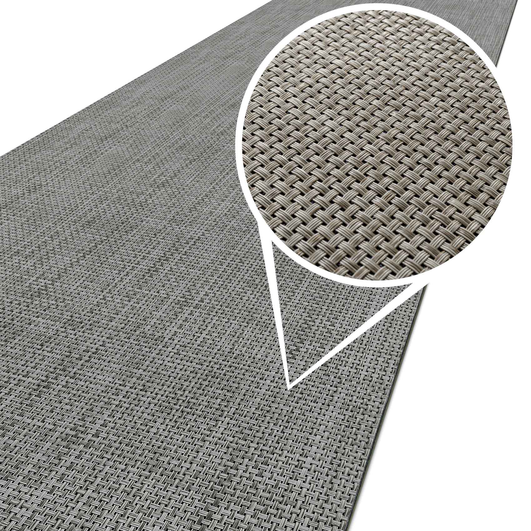 Outdoorteppich Teppichläufer Küchenläufer Rattan Tatami | 50/ 67/ 100 cm Breit Grau 50cm 100cm