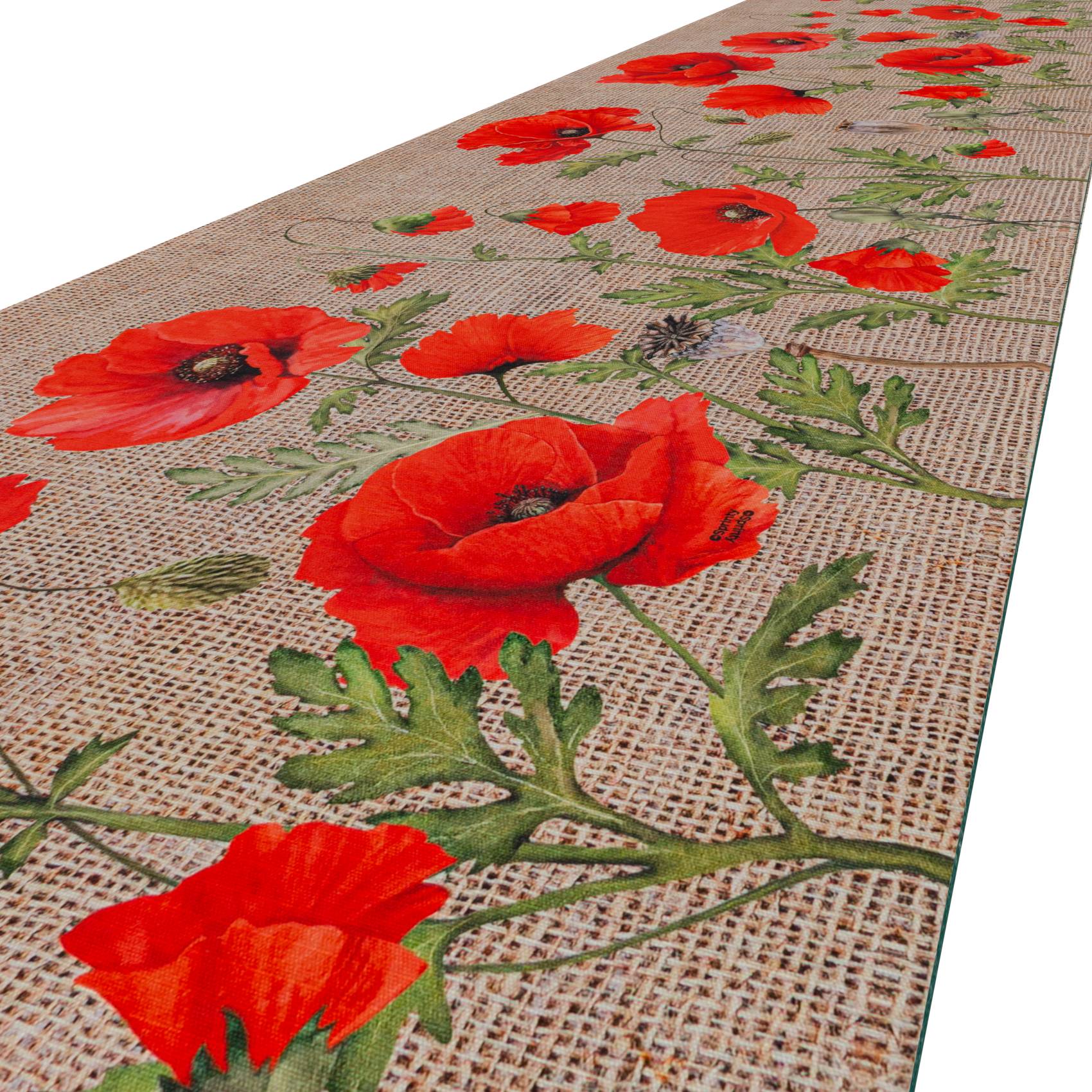 Küchenläufer Küchenteppich Läufer Flur Teppichläufer Sprinty Mohnblumen Jute 52cm Breite 100x52cm