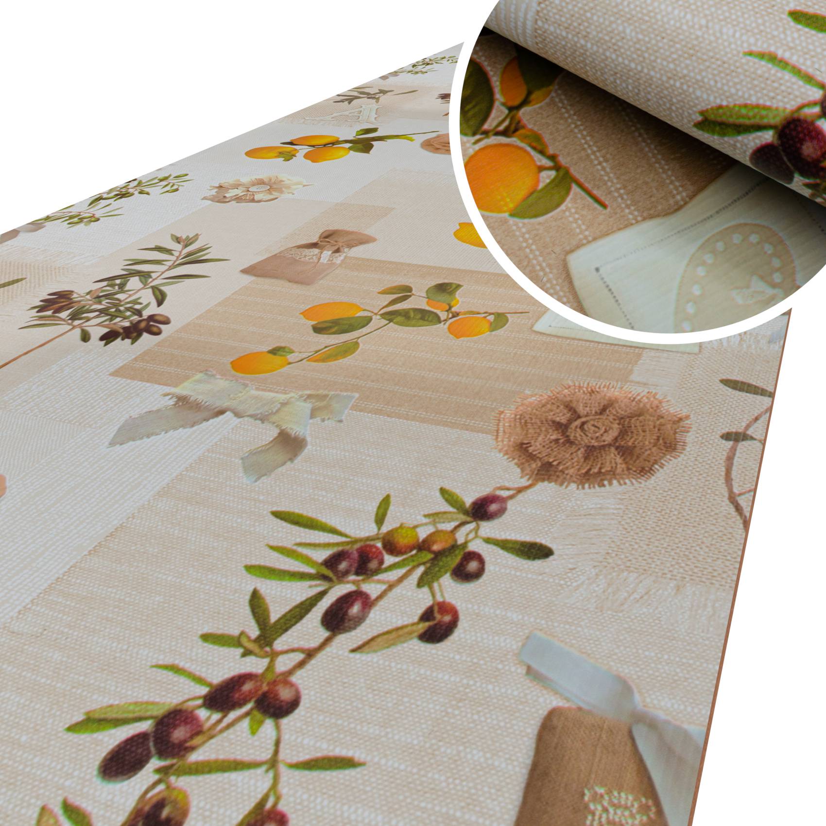 Küchenläufer Küchenteppich Oliven Citronen Teppich Läufer Flur abwaschbar 100x52cm