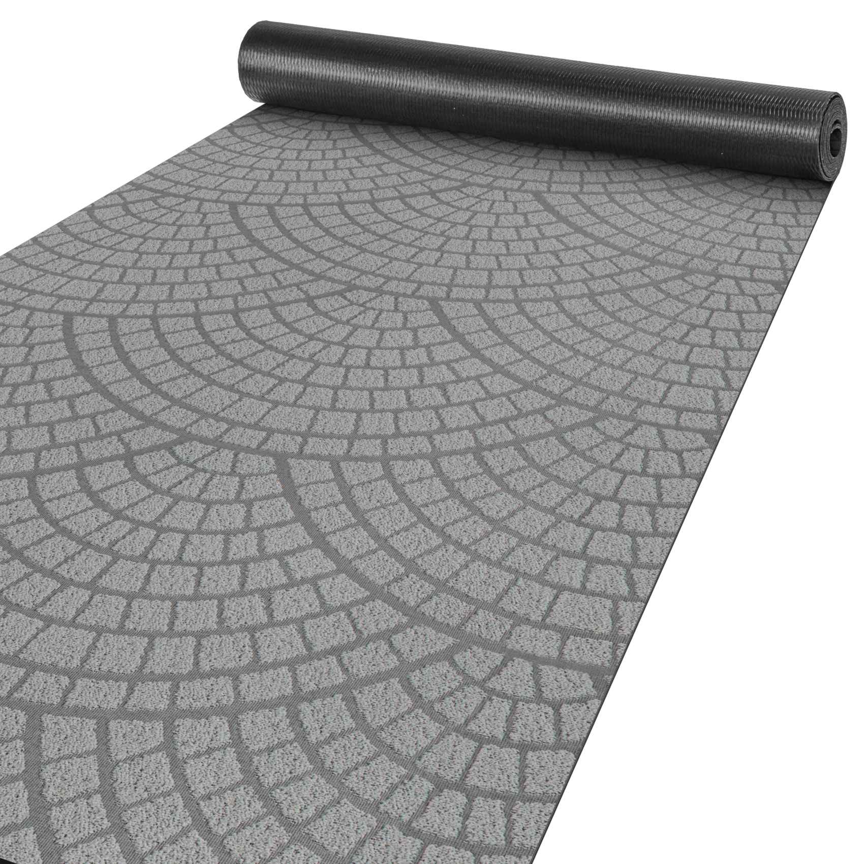 Teppichläufer Flur Läufer Küchenläufer Sauberlaufmatte Premium waschbar Davis Mosaiksteinen Breite 100cm Grau 100x100cm