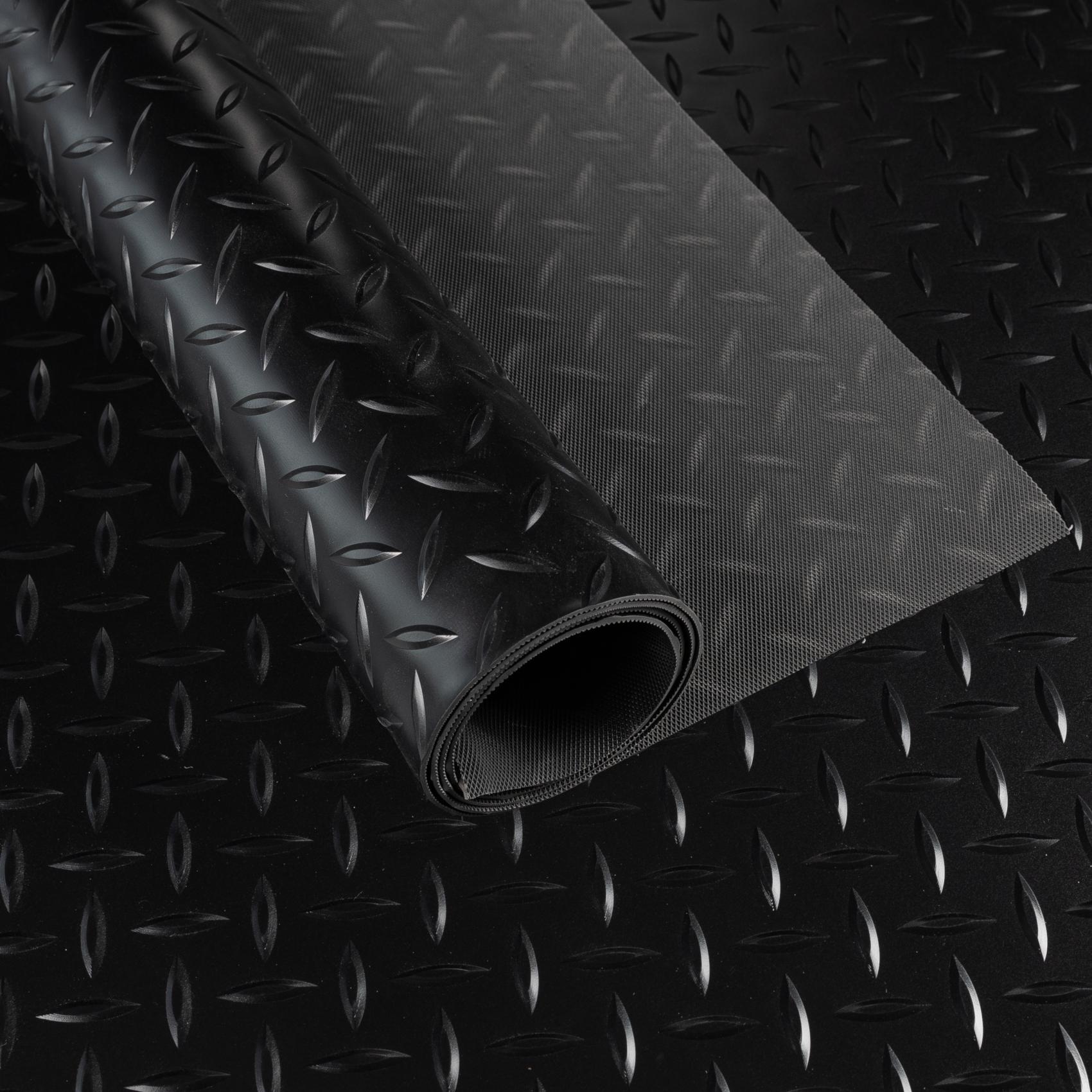 PVC Bodenbelag Meterware Antirutschmatte Vinylboden Rollenware Stärke1,5mm 100cm Breite Tränenblech Schwarz Breite 100cm 100x100cm