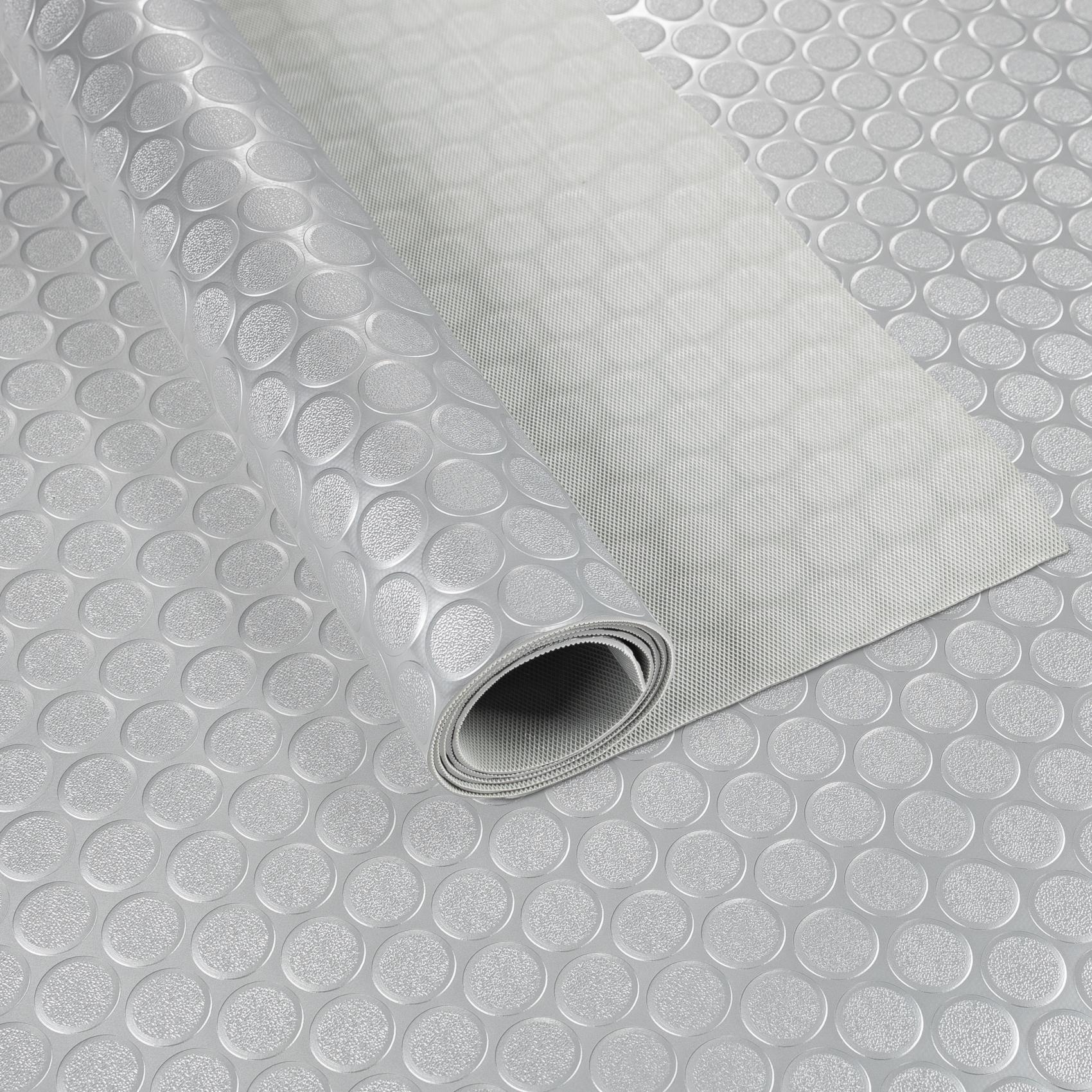 PVC Bodenbelag Meterware Antirutschmatte Vinylboden Rollenware Stärke 1,5mm Noppen Silber Breite 100cm 100x100cm